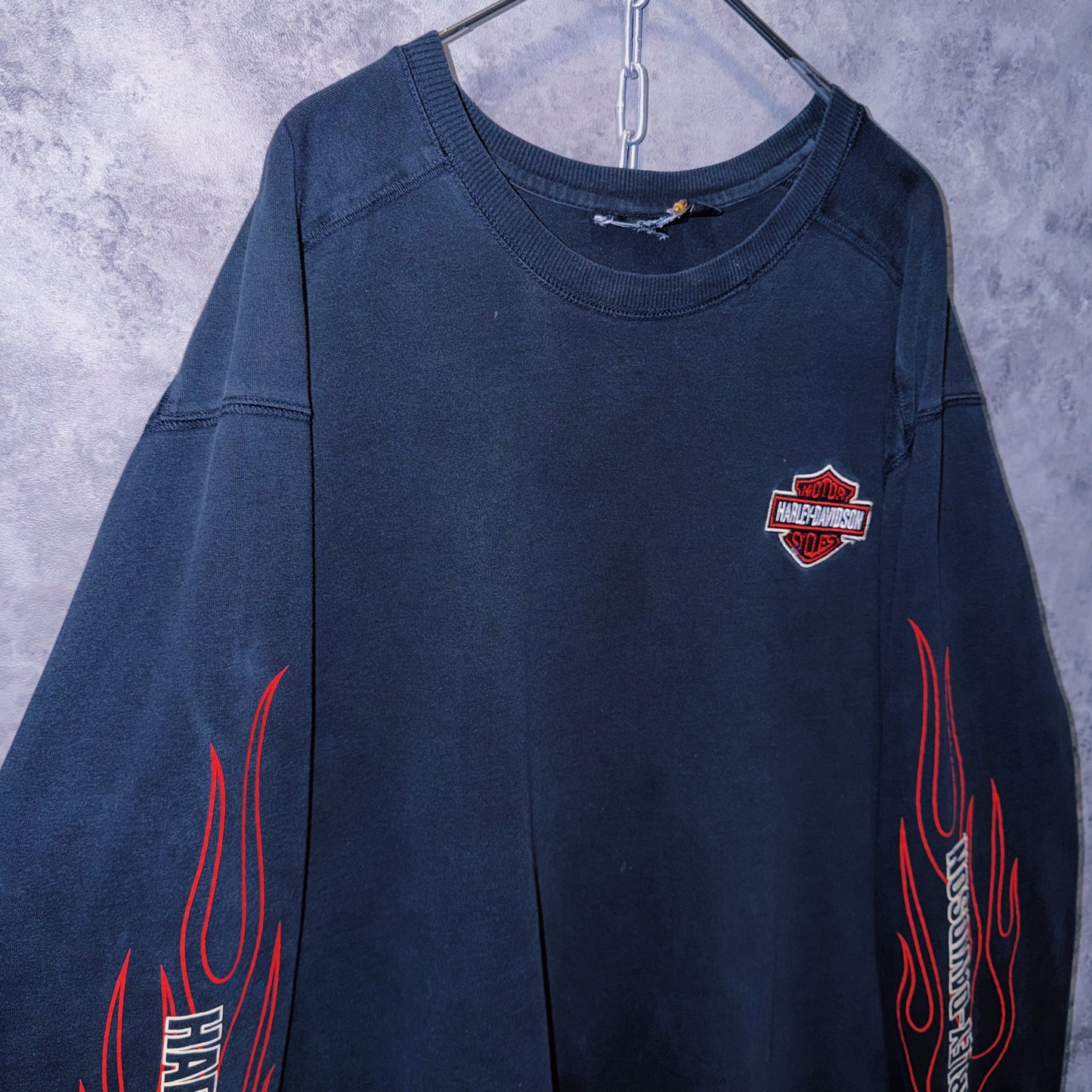 【doppio】90’s vintage “Harley-Davidson” fire pattern design long sleeve T-shirt