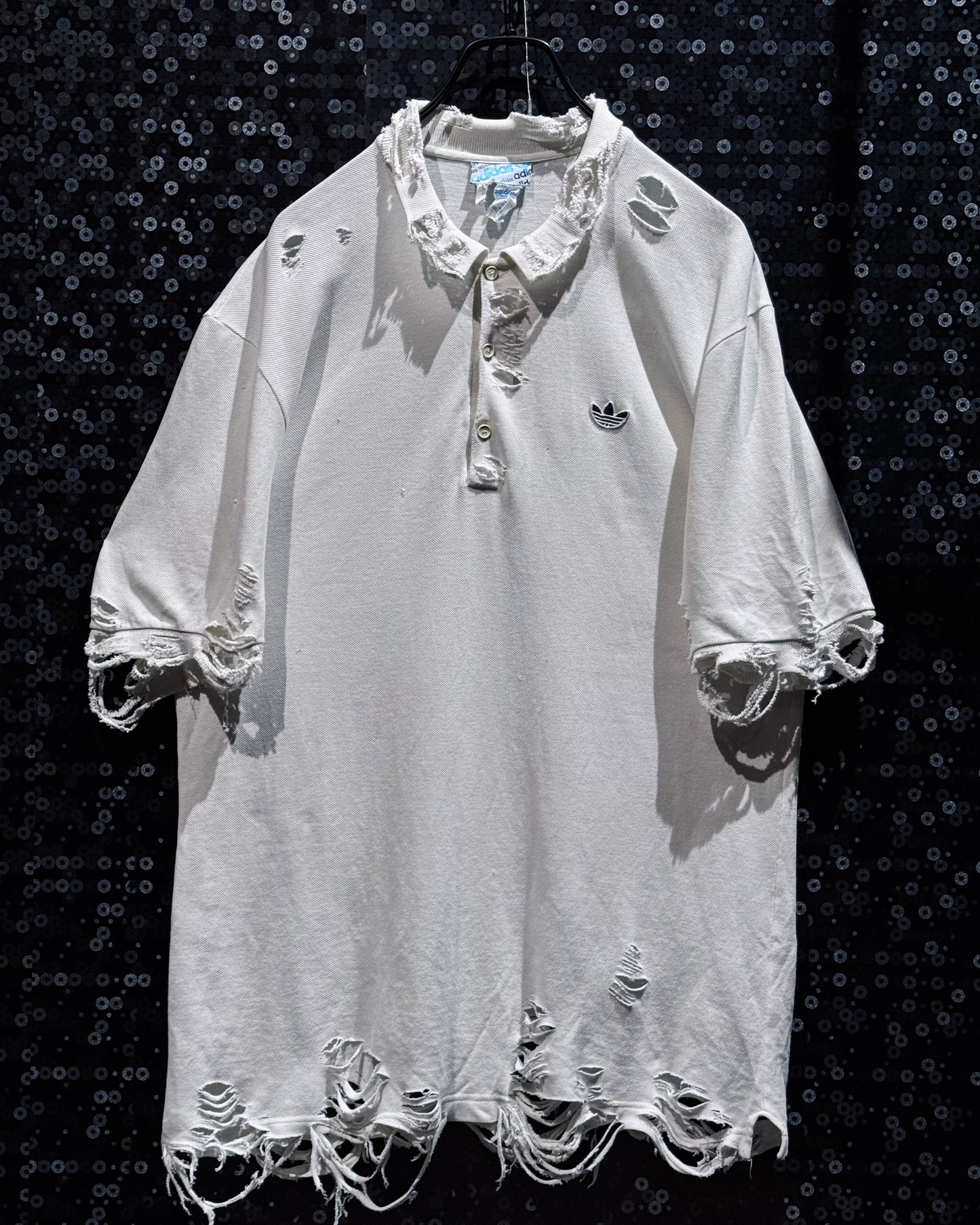 【ÆIEM】original”boro”remake adidas Trefoil Destroy Polo Shirt “white DUST”