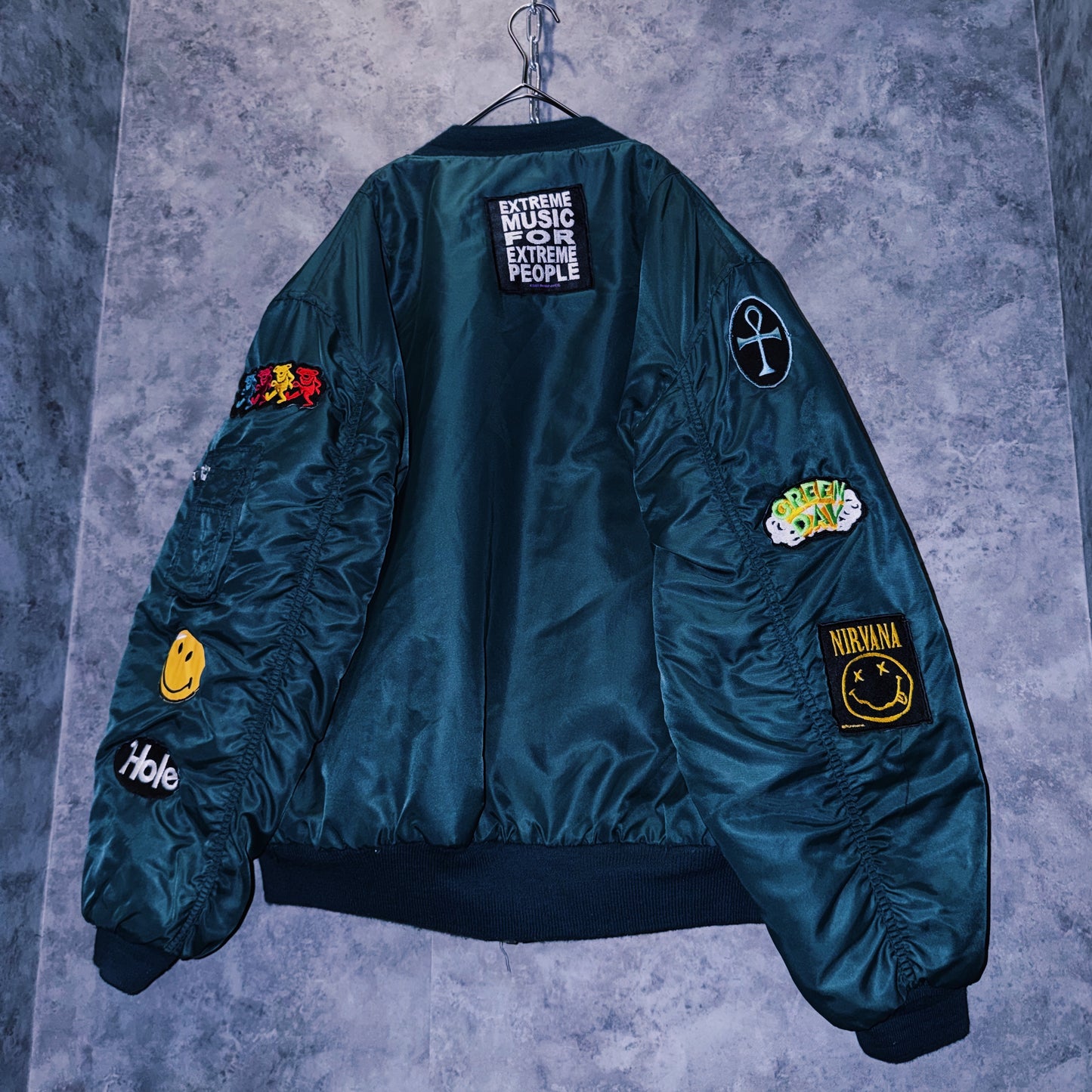 【doppio】vintage band logo patch design MA-1 jacket