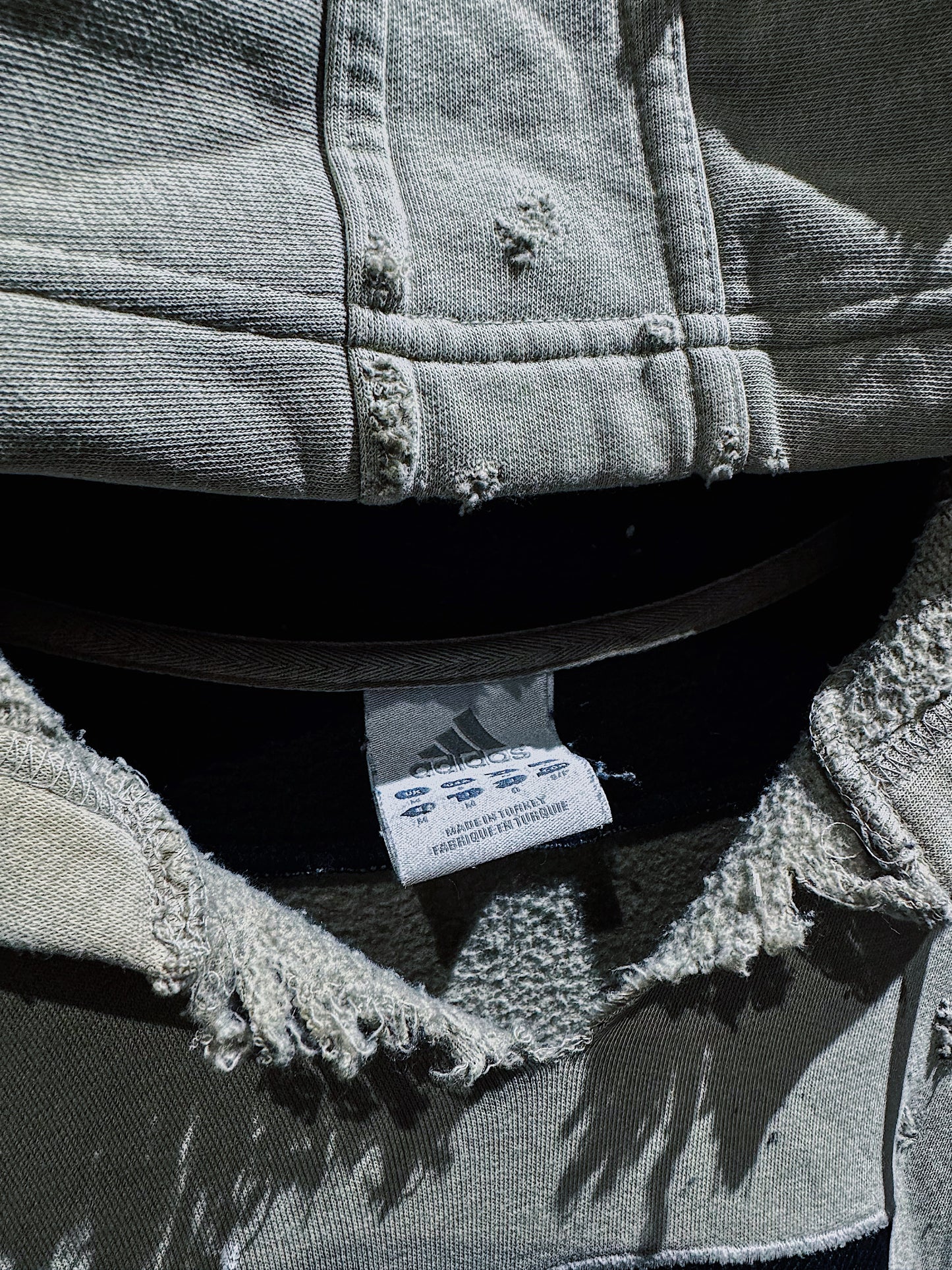 【ÆIEM】original “boro” remake adidas performance logo hoodie pullover