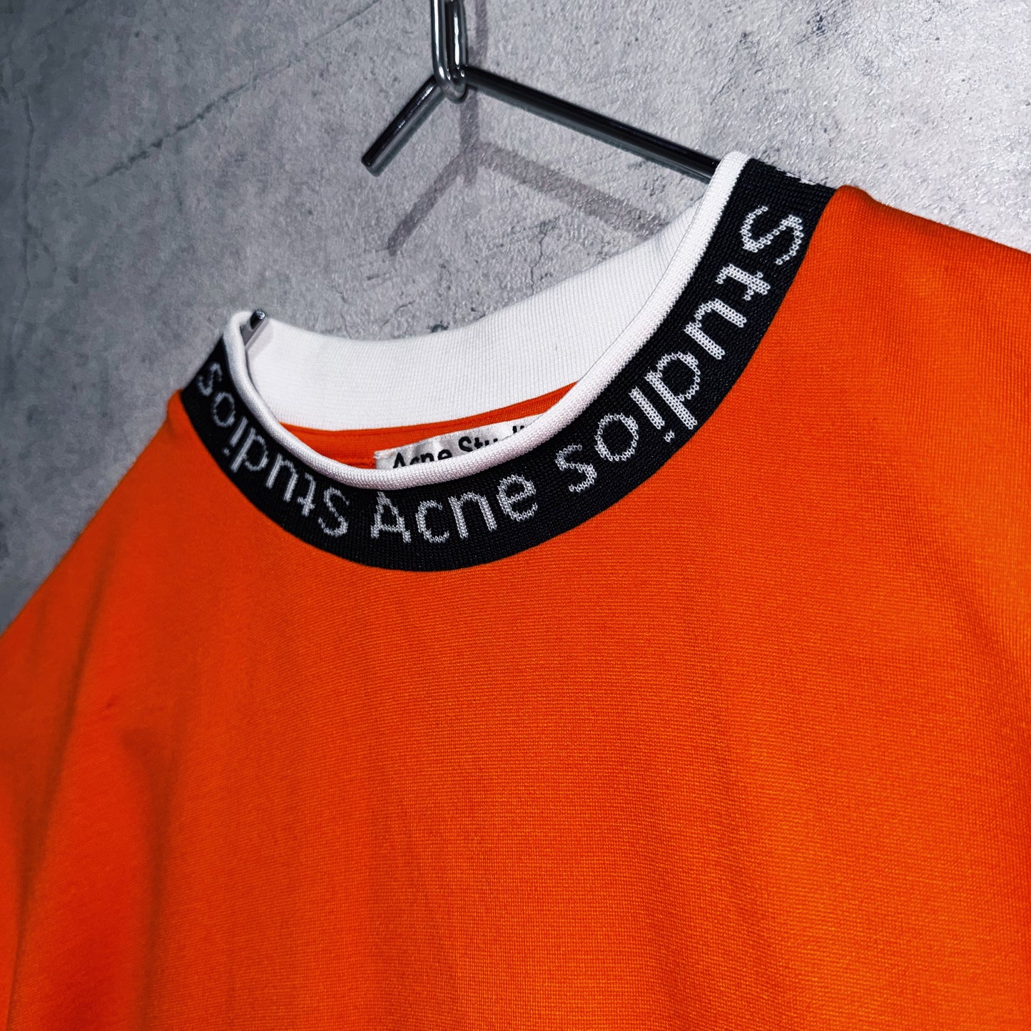 "Acne Studios"brand logo design mock neck T shirt