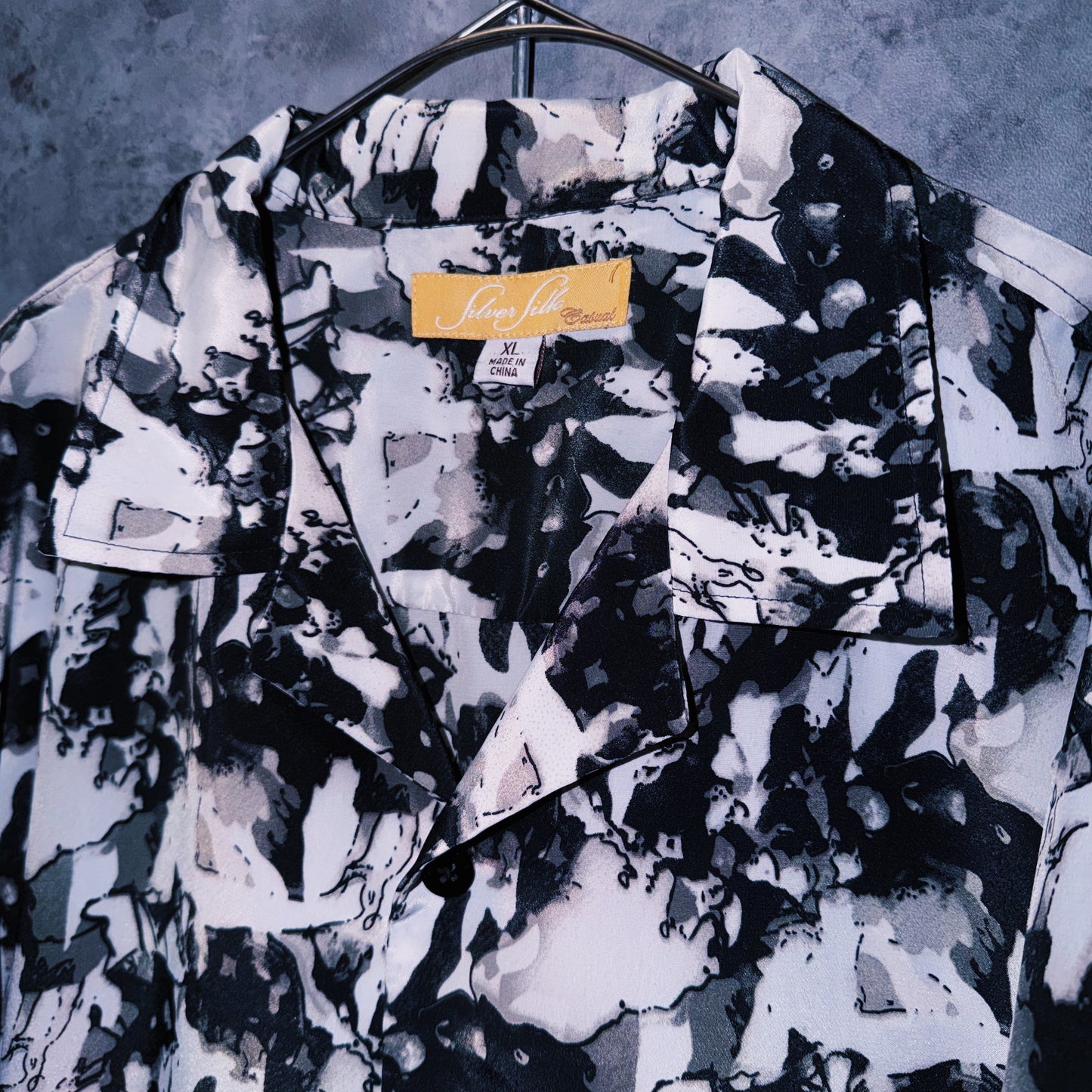 【doppio】vintage graphic print design open collar shirt