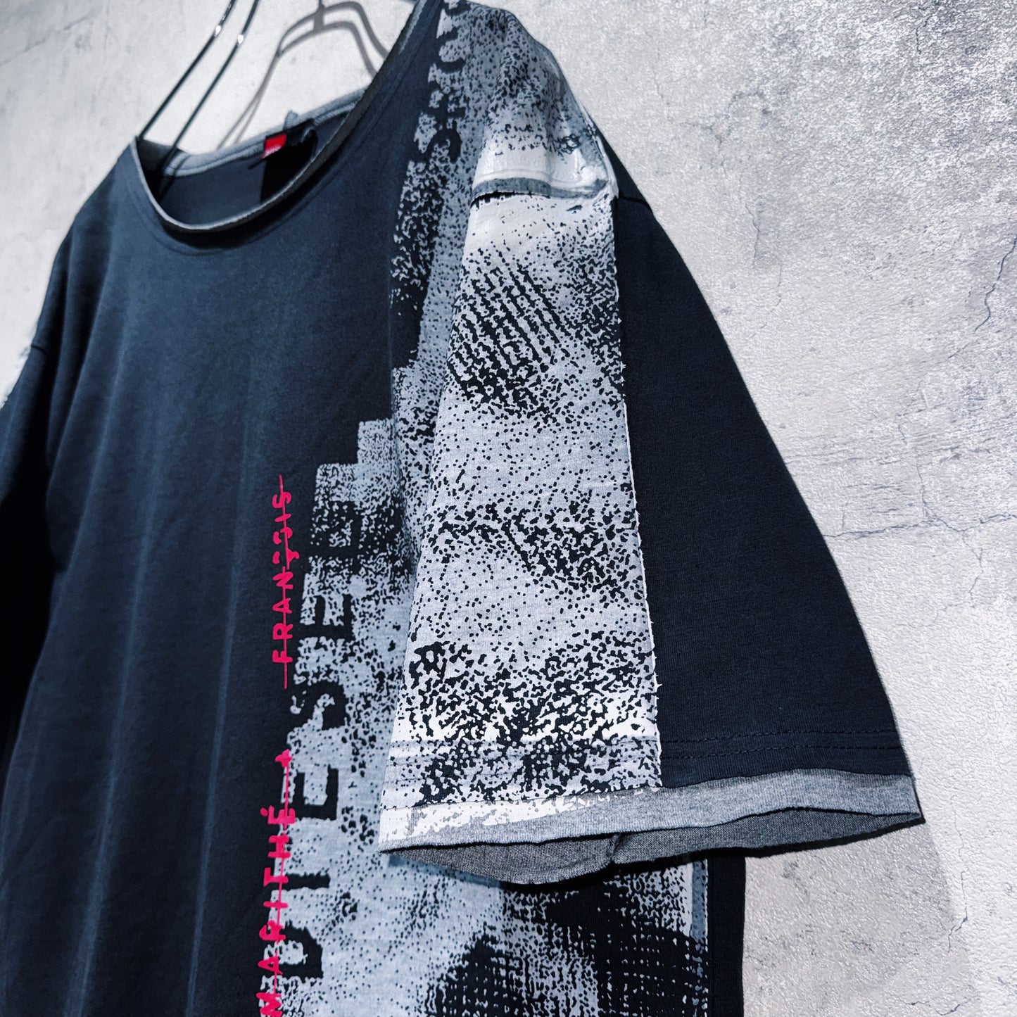 "DIESEL"coating like design box silhouette T shirt
