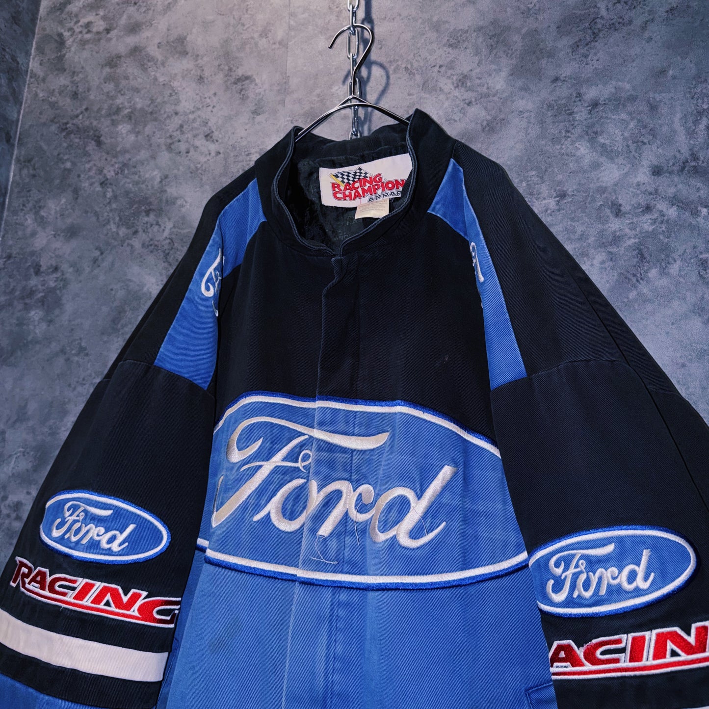 【doppio】vintage”Ford”company logo patches design racing jacket