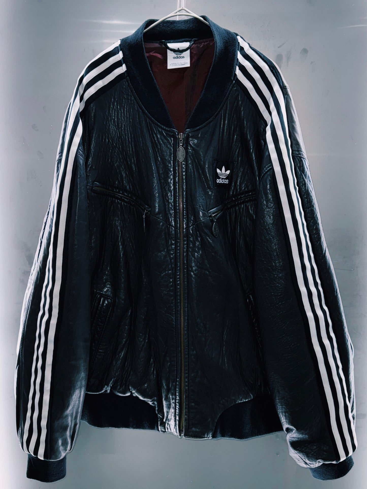 special "original re:meke" vintage "adidas"× vintage bull leather jacket three strip edition
