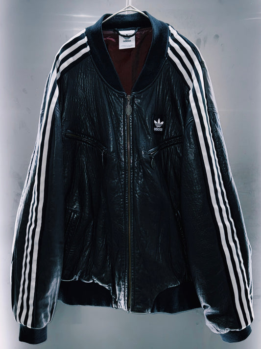 special "original re:meke" vintage "adidas"× vintage bull leather jacket three strip edition