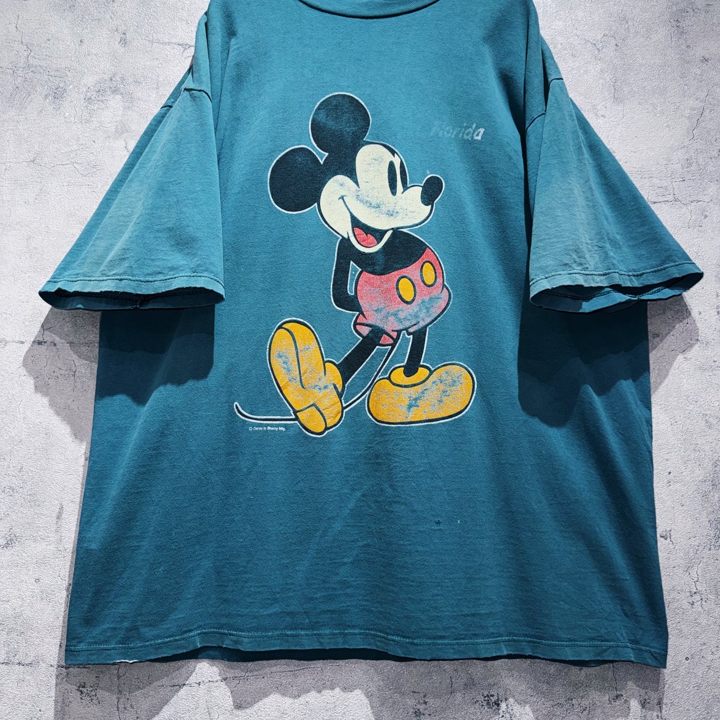 00's"Mickey Mouse"Nile blue color single graphic print T shirt