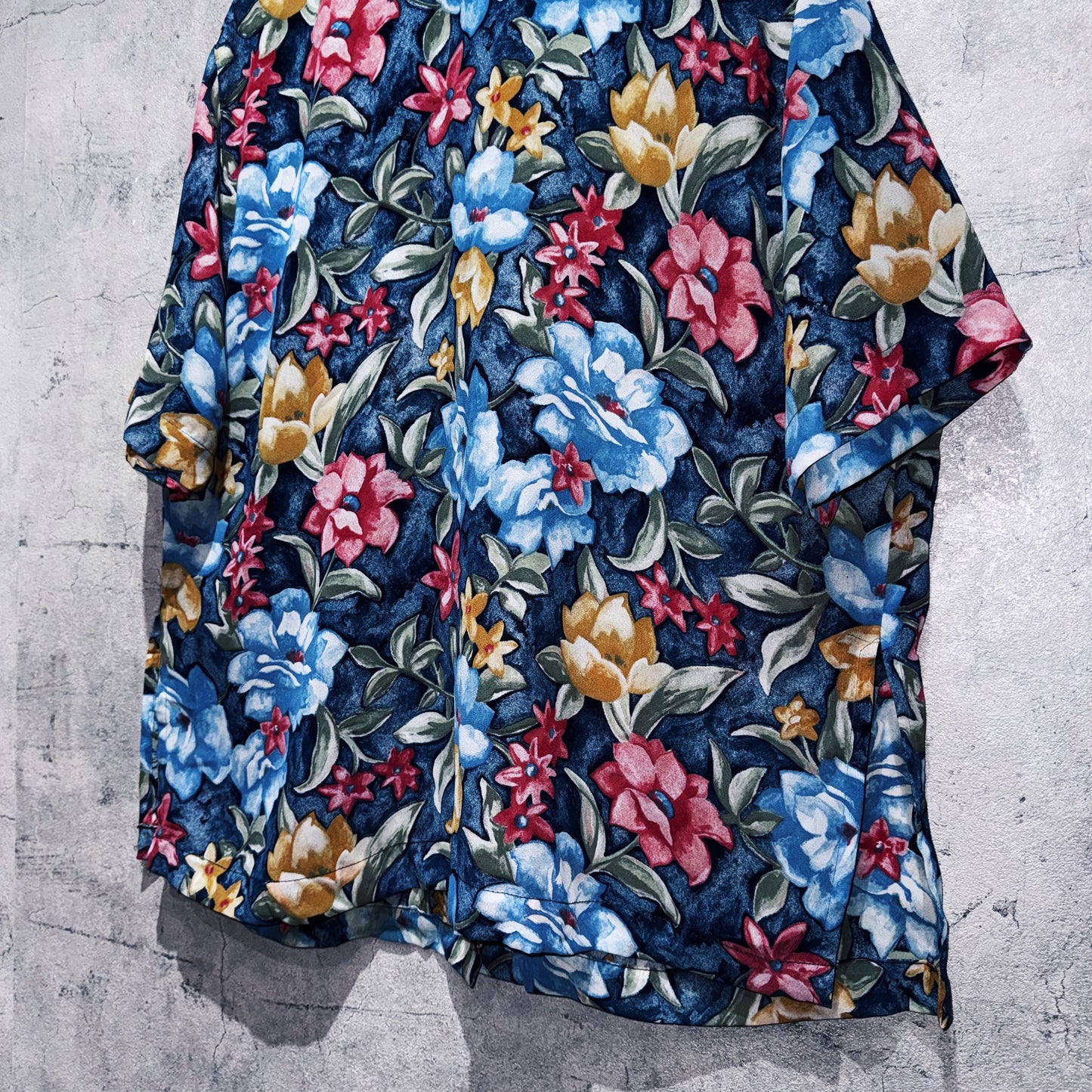 vintage Art flower pattern design short sleeve shirt