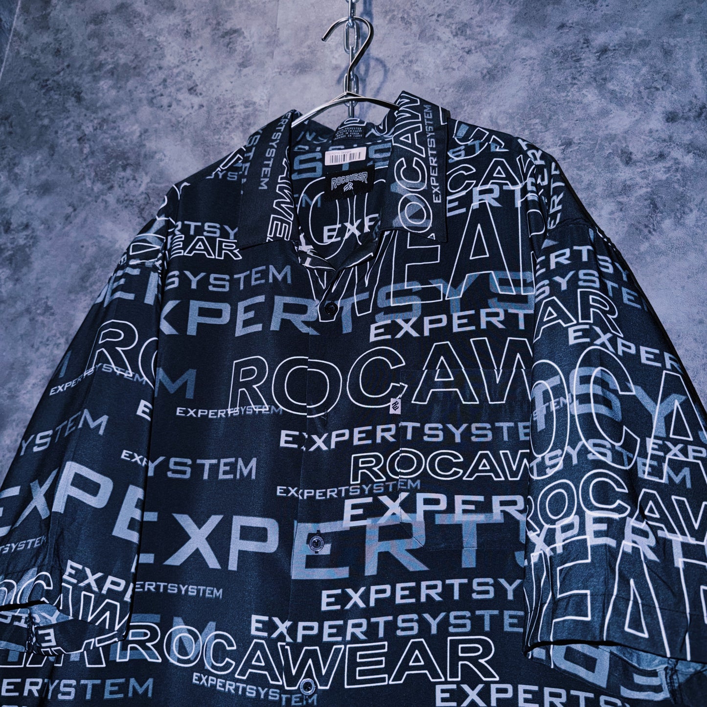 【doppio】vintage “ROCAWEAR” logo print design open collar shirt
