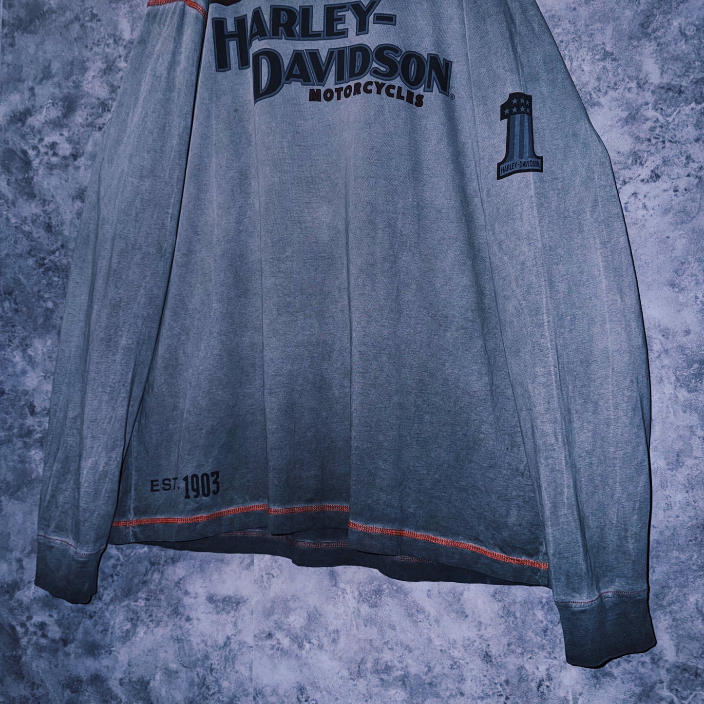 【doppio】vintage “Harley-Davidson” logo print design long sleeve T-shirt