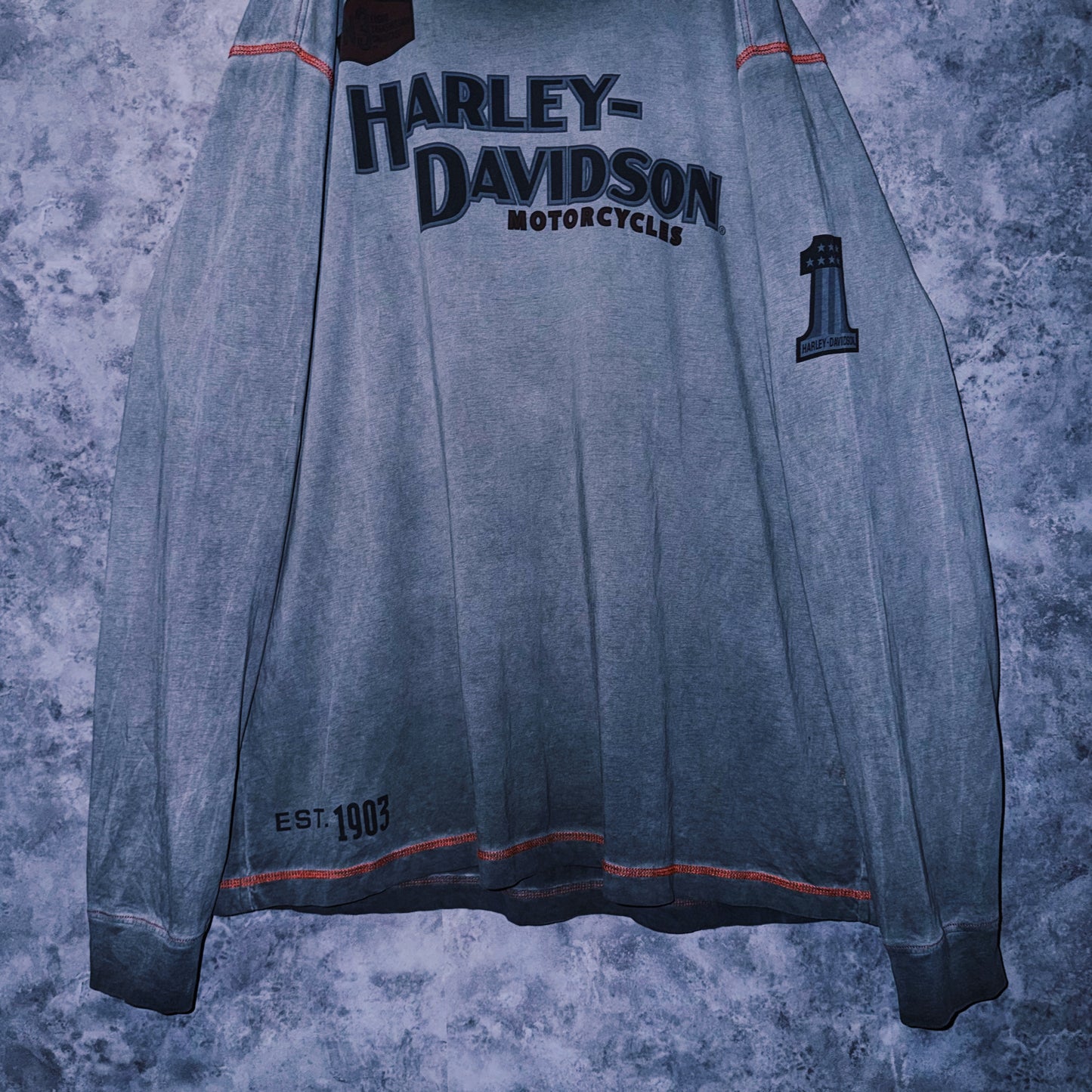 【doppio】vintage “Harley-Davidson” logo print design long sleeve T-shirt