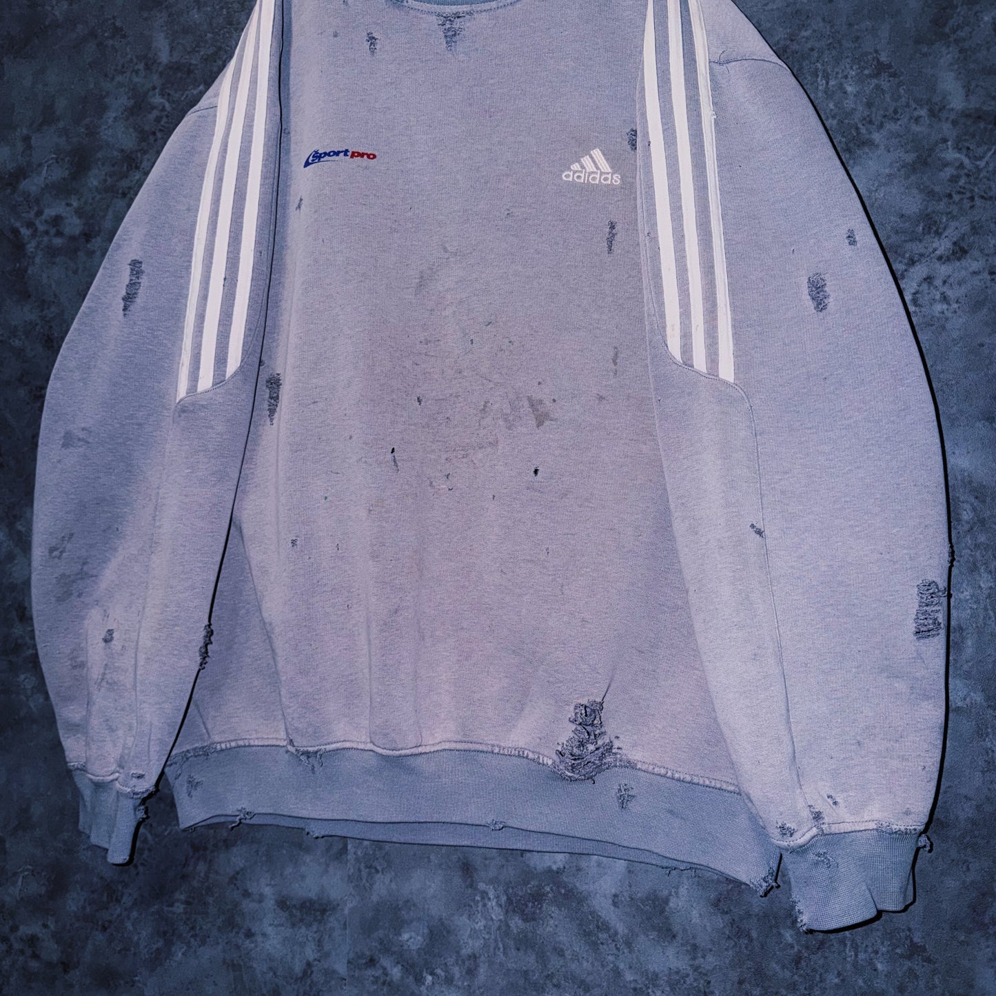 【doppio】vintage “adidas” three stripe design boro custom sweat pullover