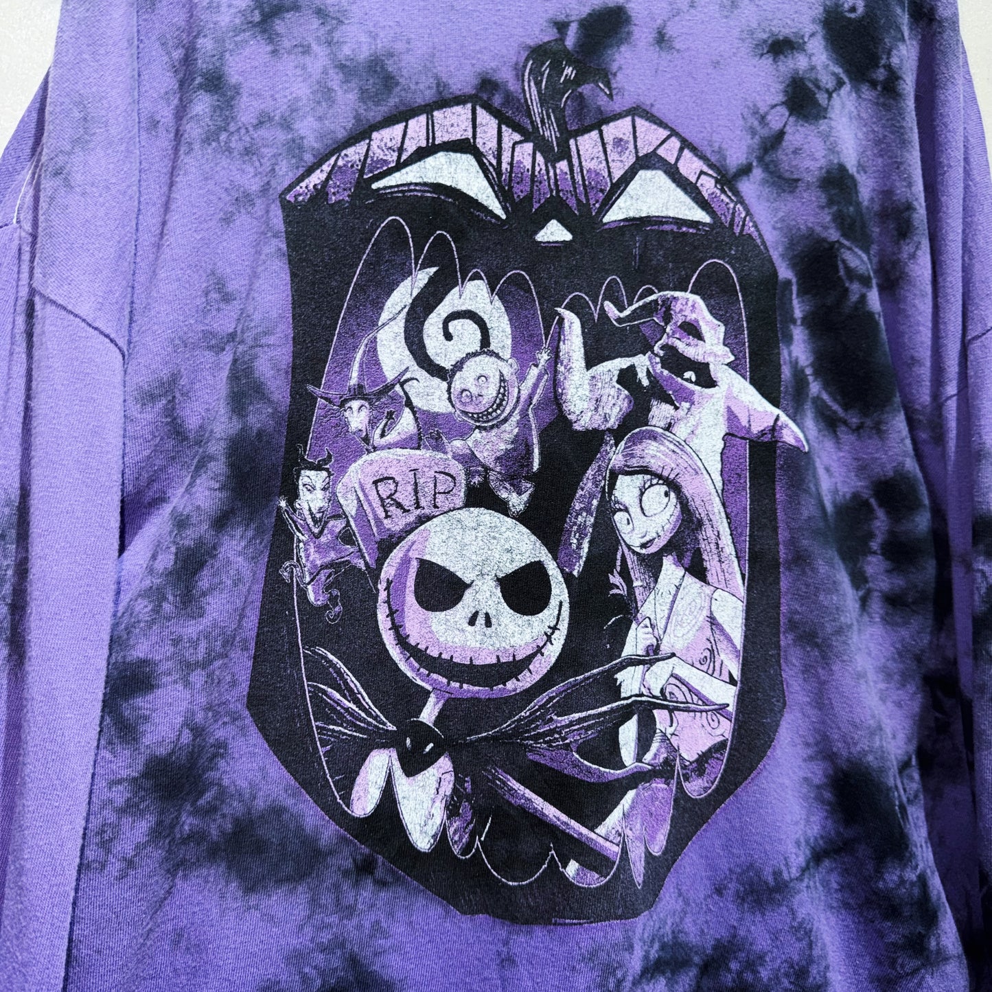 "Nightmare before Christmas"characters graphic design long sleeve Tie-Dye T shirt