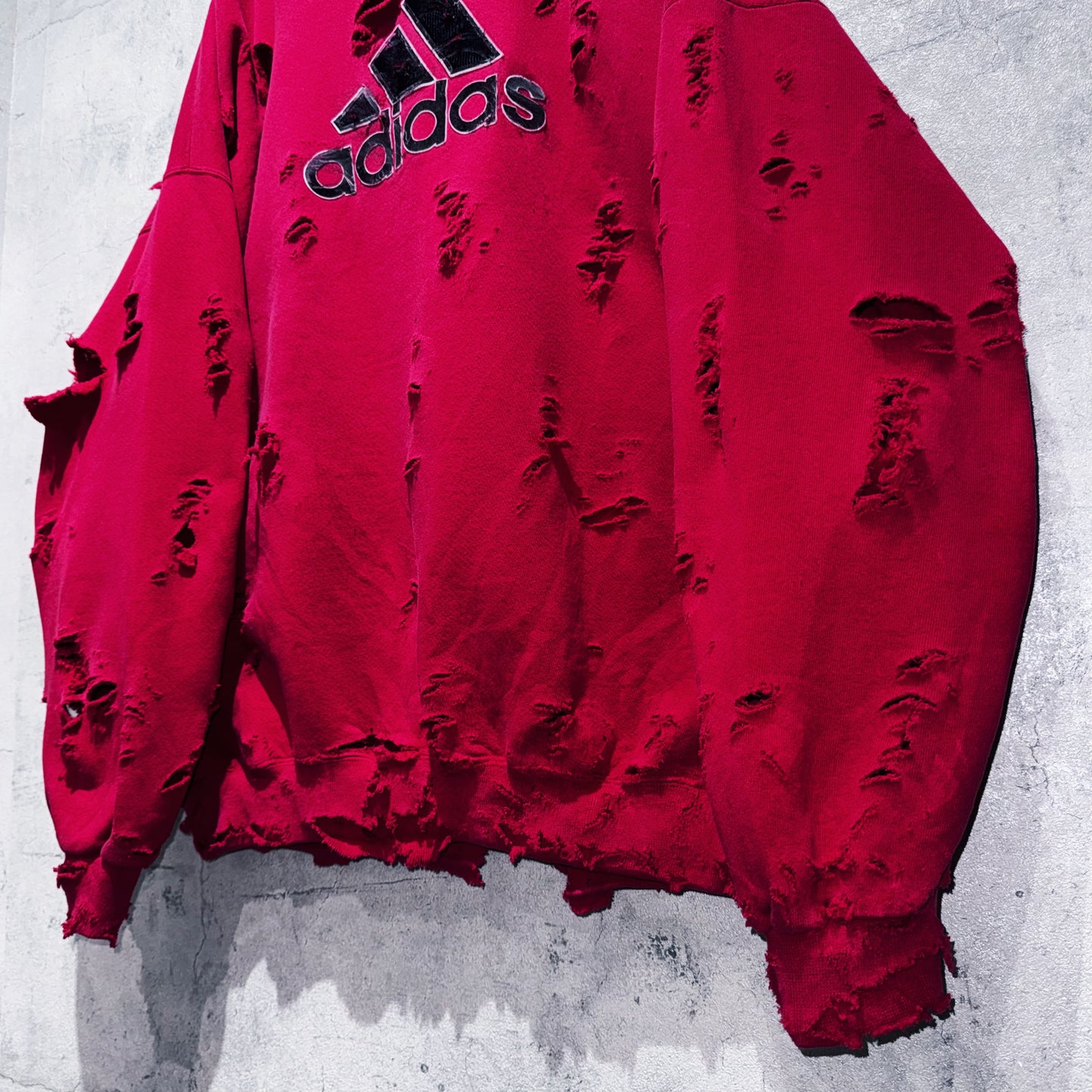90's"ADIDAS"performance logo design boro custom pullover sweat