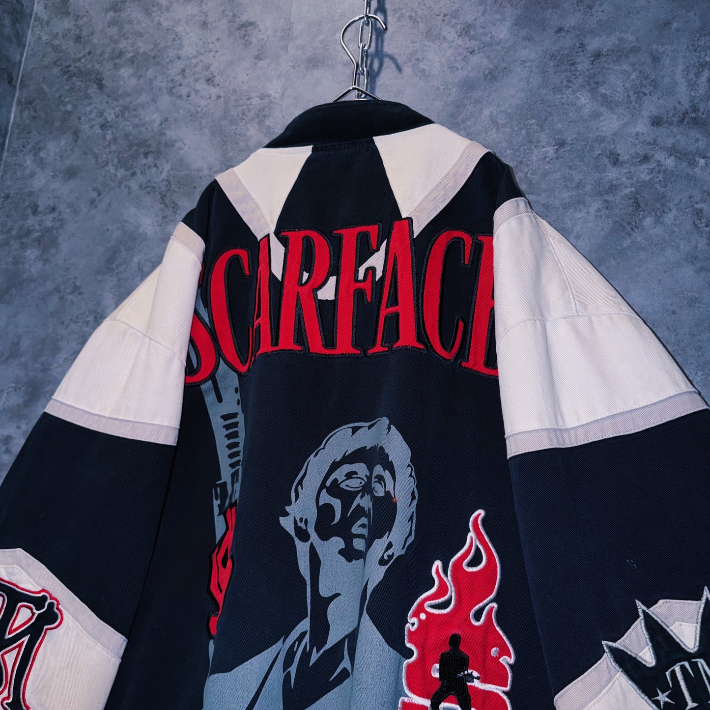 【doppio】vintage “SCARFACE” fire pattern design jacket