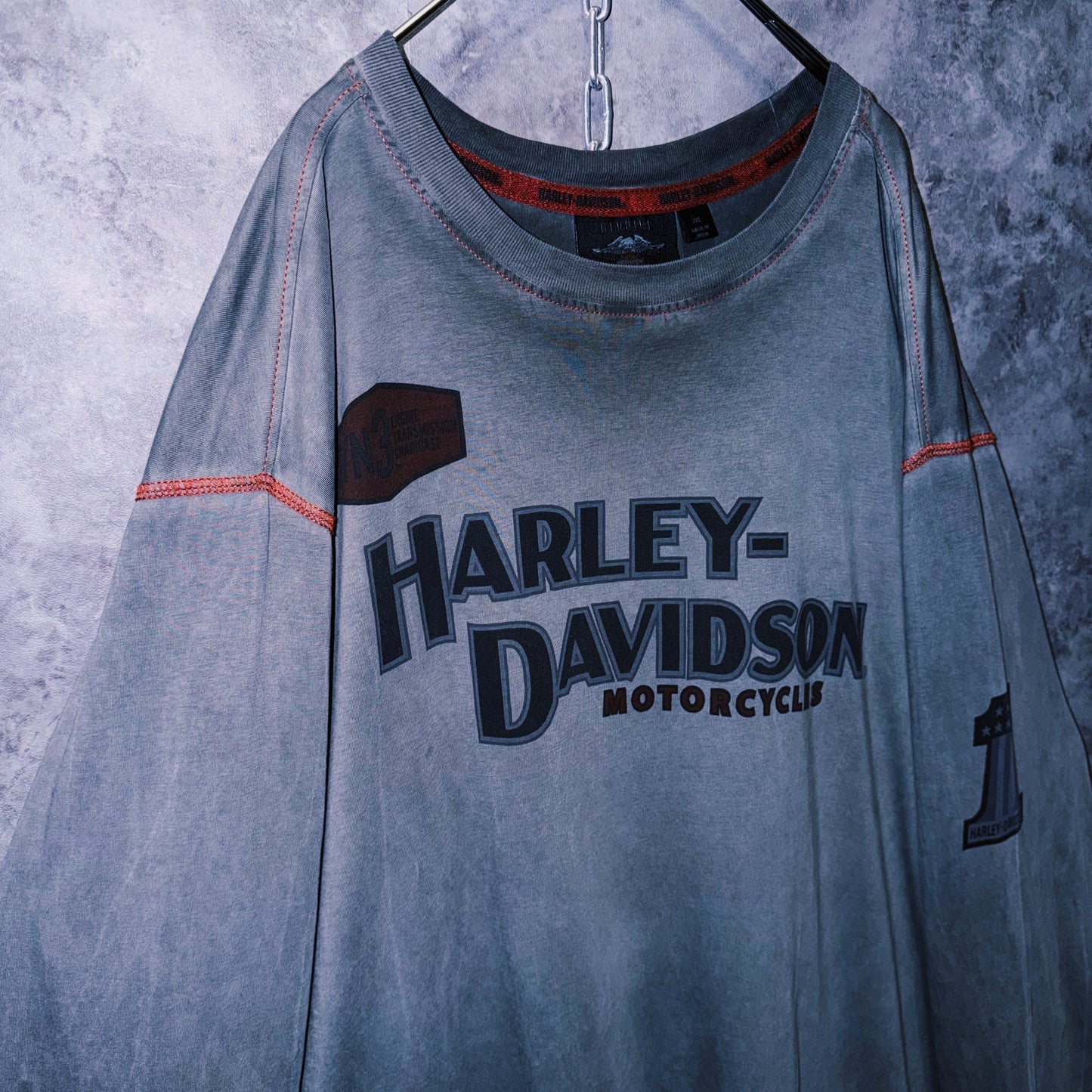 【doppio】vintage “Harley-Davidson” logo print design long sleeve T-shirt