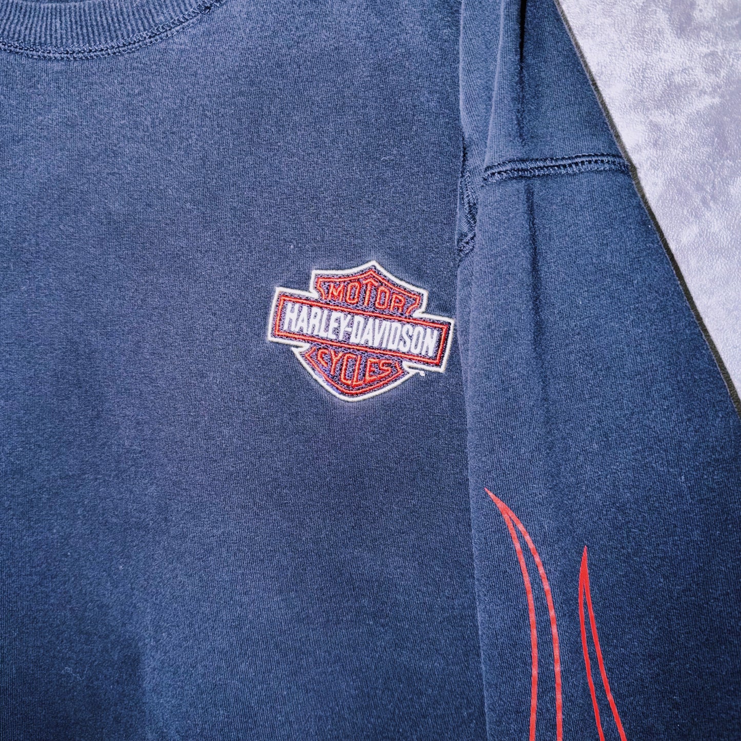 【doppio】90’s vintage “Harley-Davidson” fire pattern design long sleeve T-shirt