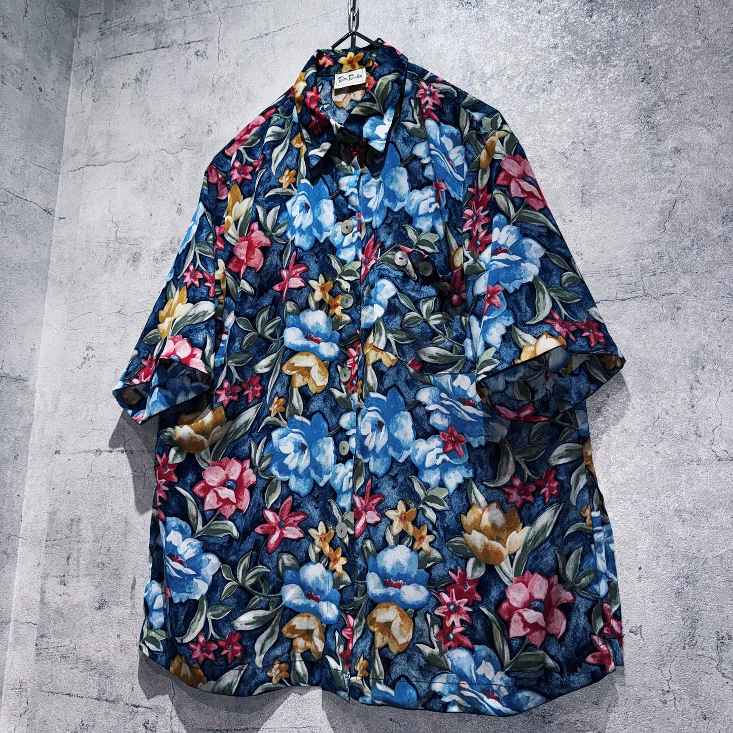 vintage Art flower pattern design short sleeve shirt