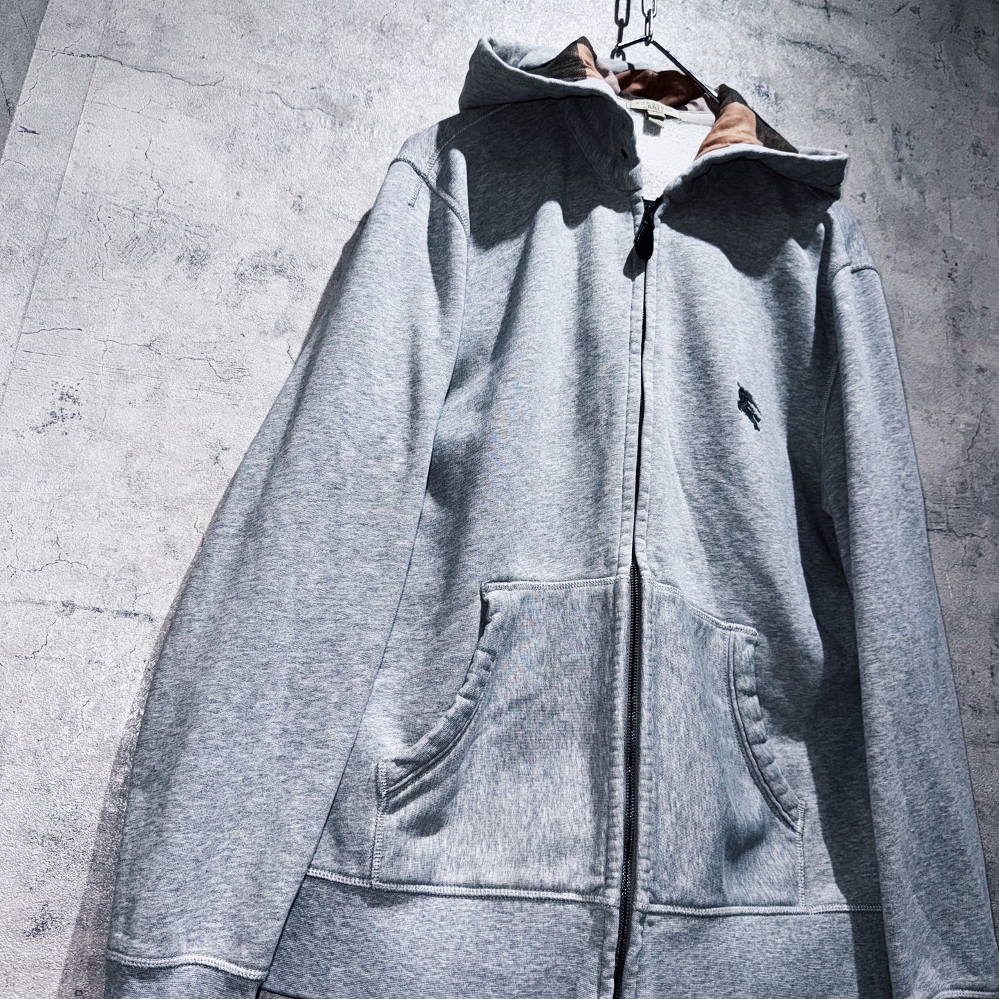 "BURBERRY"nova check pattern design zip-up hoodie