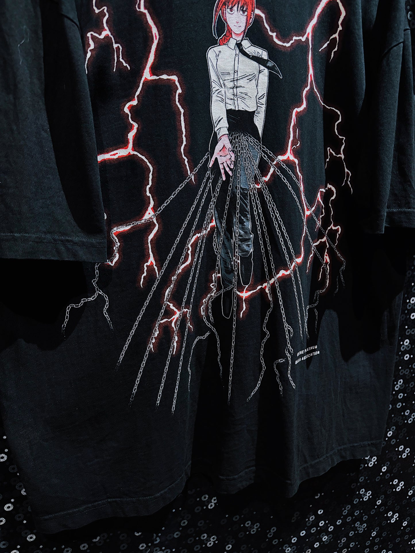 ￼【ÆIEM】Chainsaw Man Makima Lightning Graphic Big Silhouette T-shirt