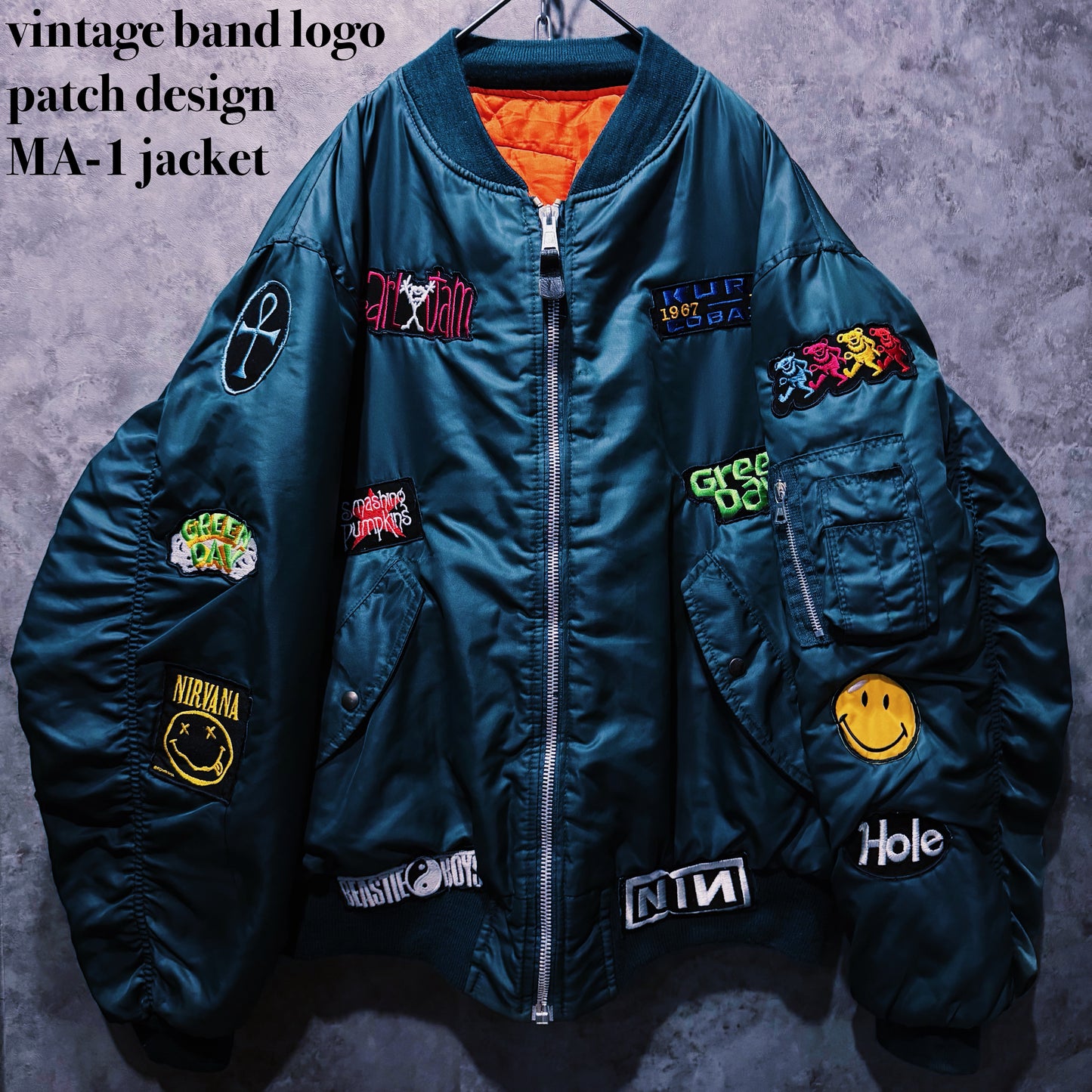 【doppio】vintage band logo patch design MA-1 jacket