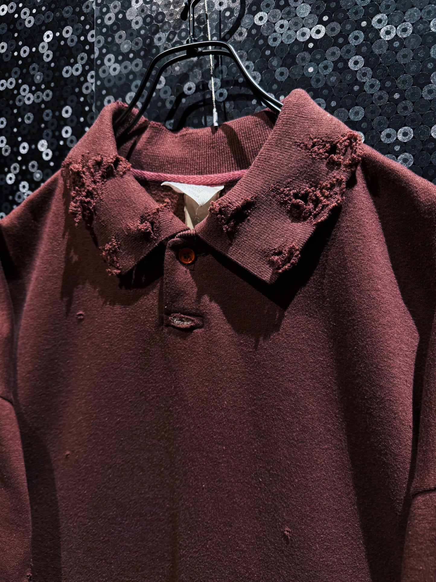【ÆIEM】original”boro”remake adidas Trefoil Destroy Polo Shirt “BROWN DUST"