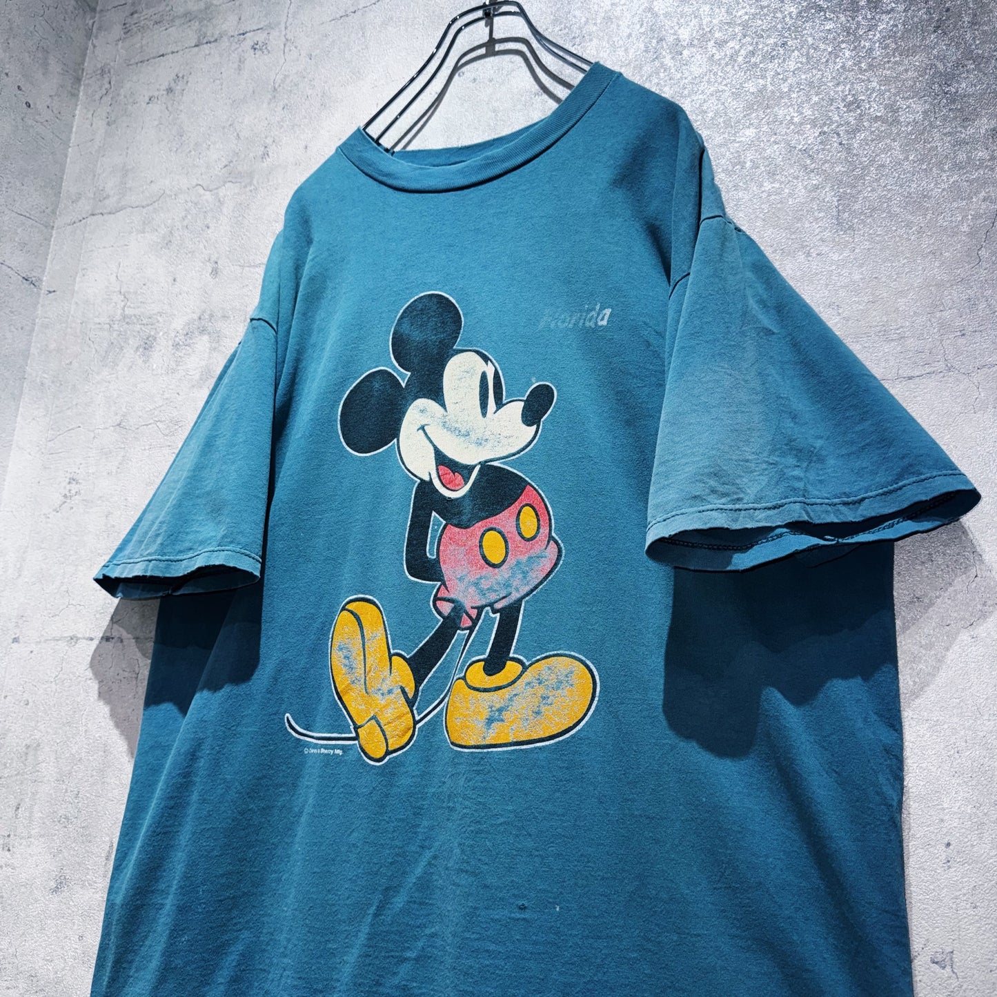 00's"Mickey Mouse"Nile blue color single graphic print T shirt