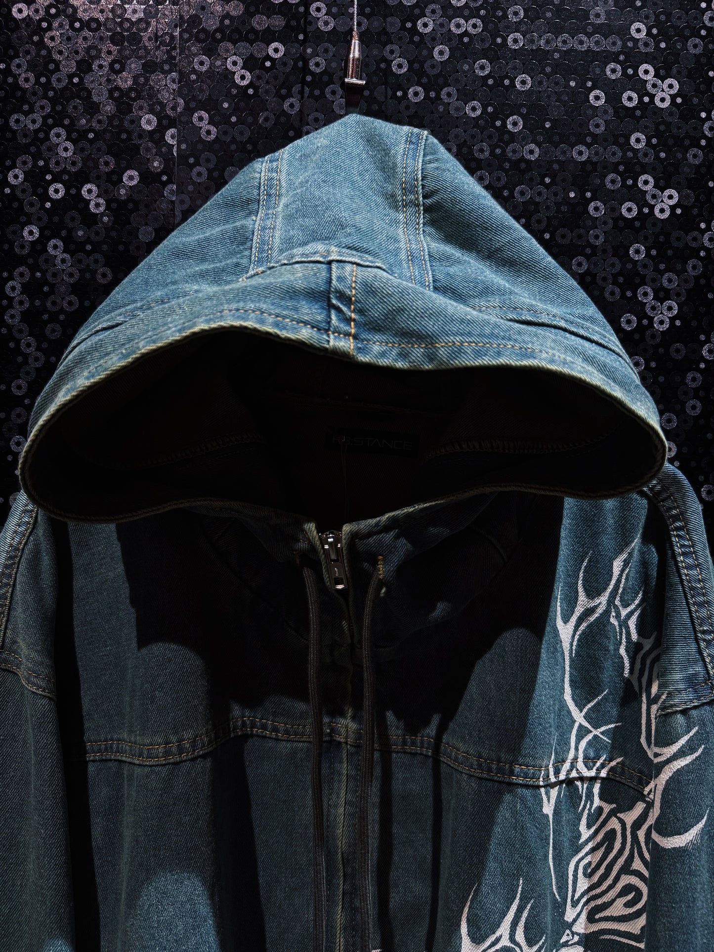 【ÆIEM】“RƎ:STANCE” Hand-Painted Denim Hoodie