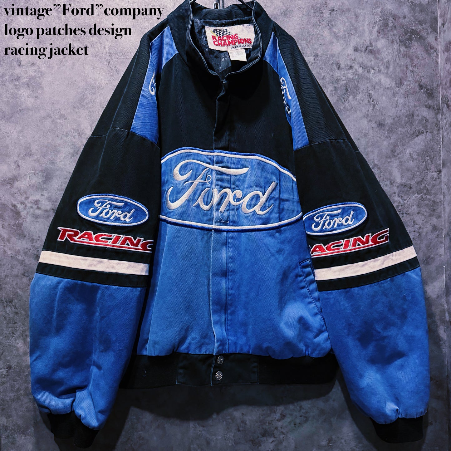 【doppio】vintage”Ford”company logo patches design racing jacket