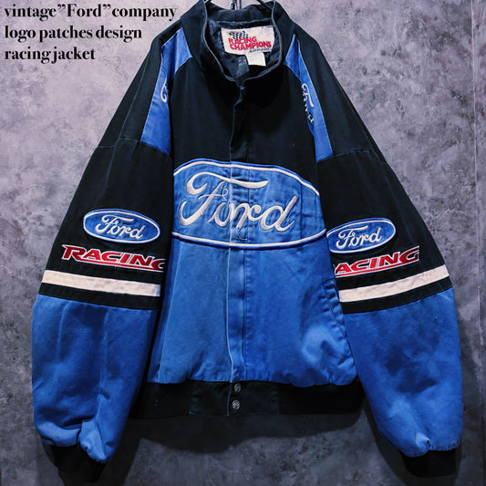 【doppio】vintage”Ford”company logo patches design racing jacket