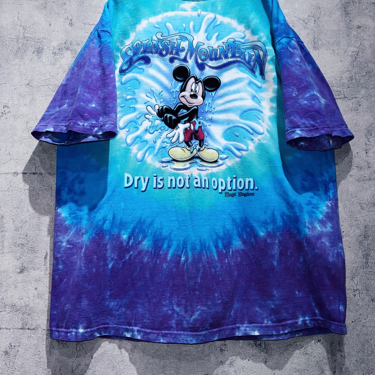 00's"SPLASH MOUNTAIN"Mickey Mouse single design Tie-Dye T shirt