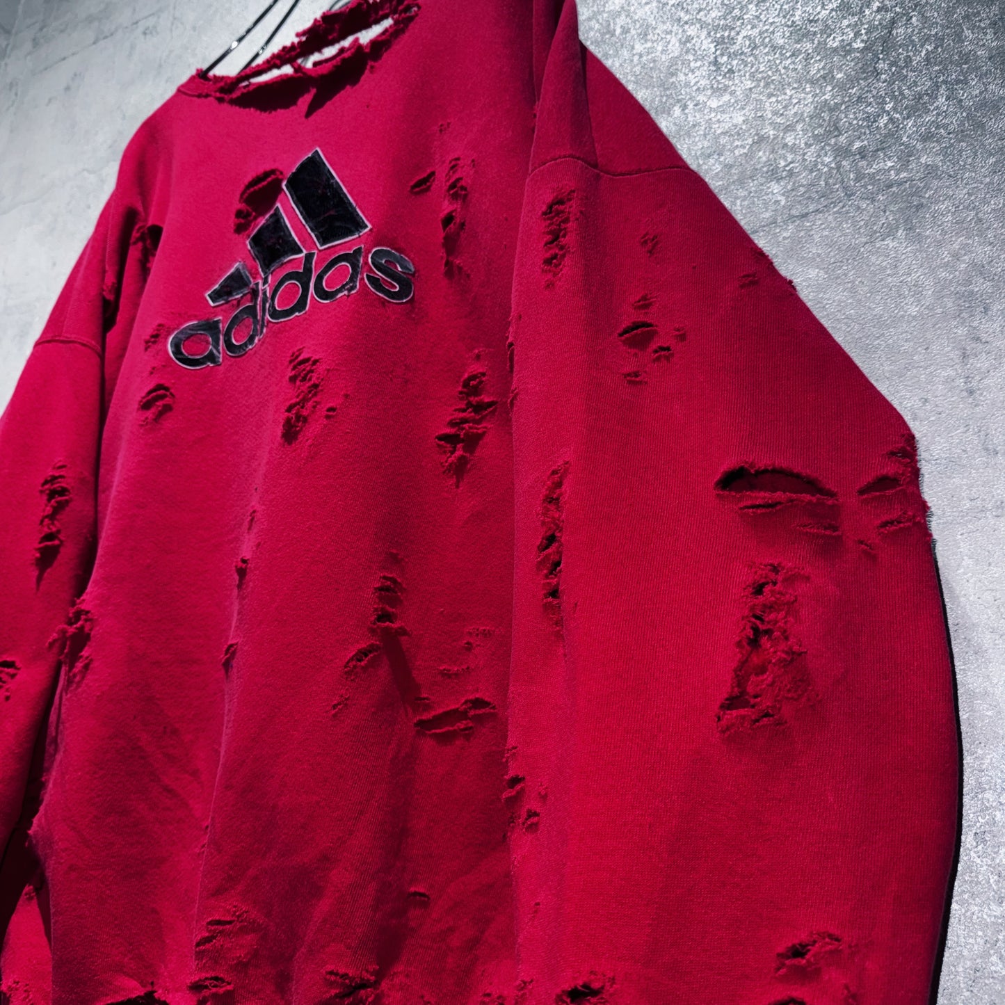 90's"ADIDAS"performance logo design boro custom pullover sweat