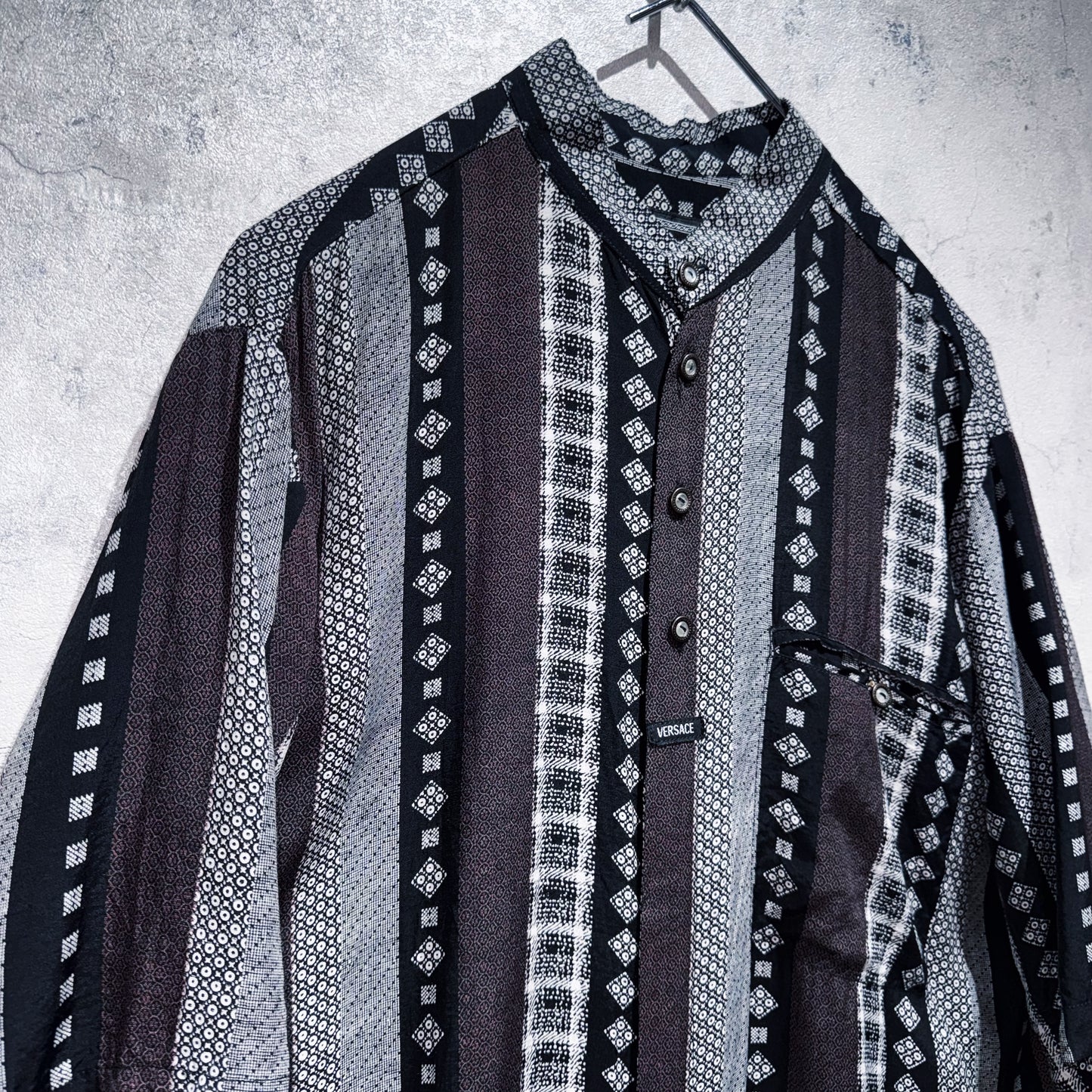 "VERSACE"switching pattern design short sleeve shirt