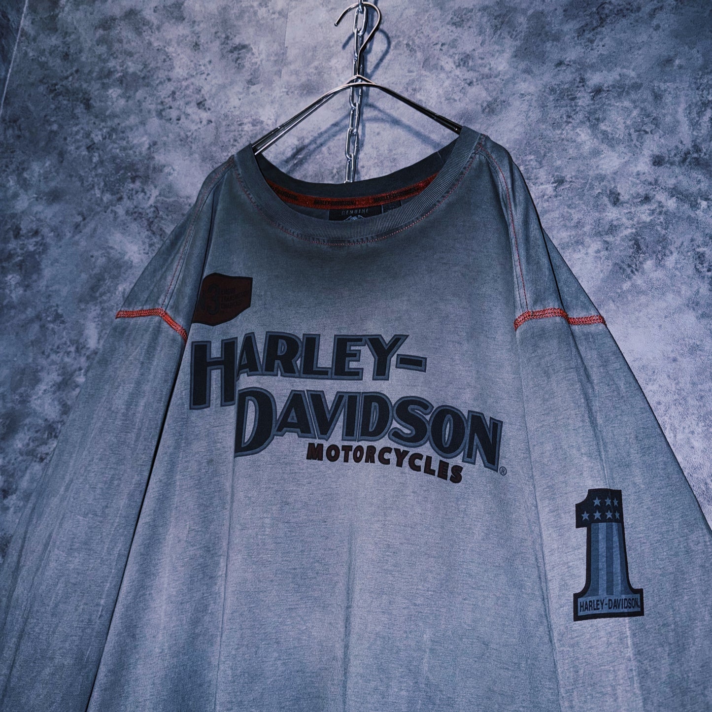 【doppio】vintage “Harley-Davidson” logo print design long sleeve T-shirt