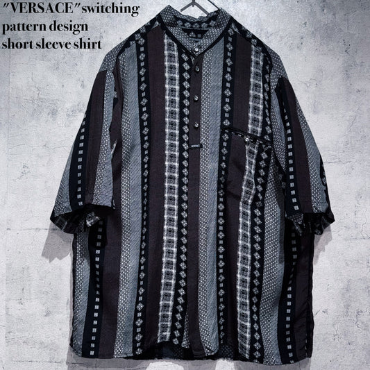 "VERSACE"switching pattern design short sleeve shirt