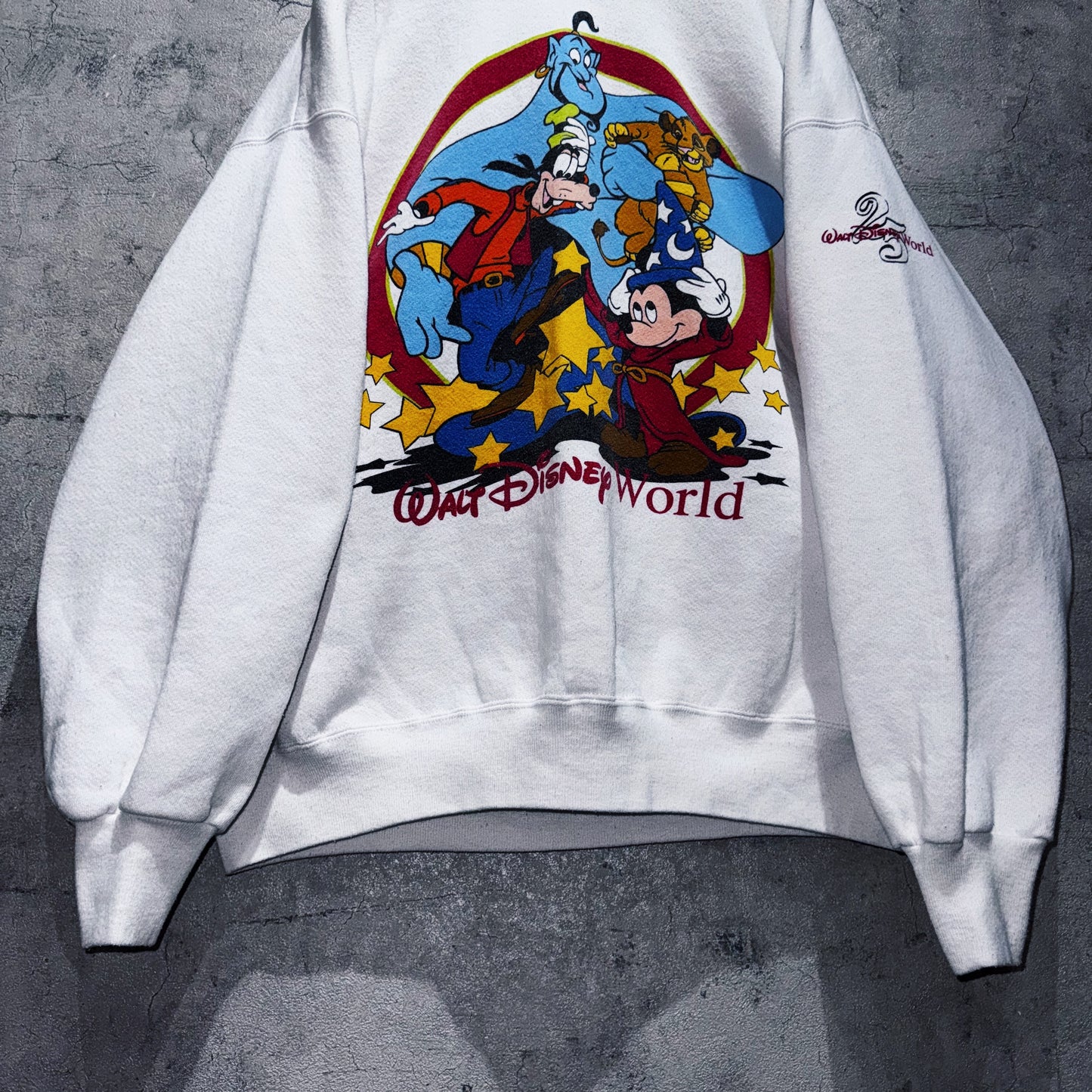 90's"Disney"WDW 25anniversary design characters pullover  sweat