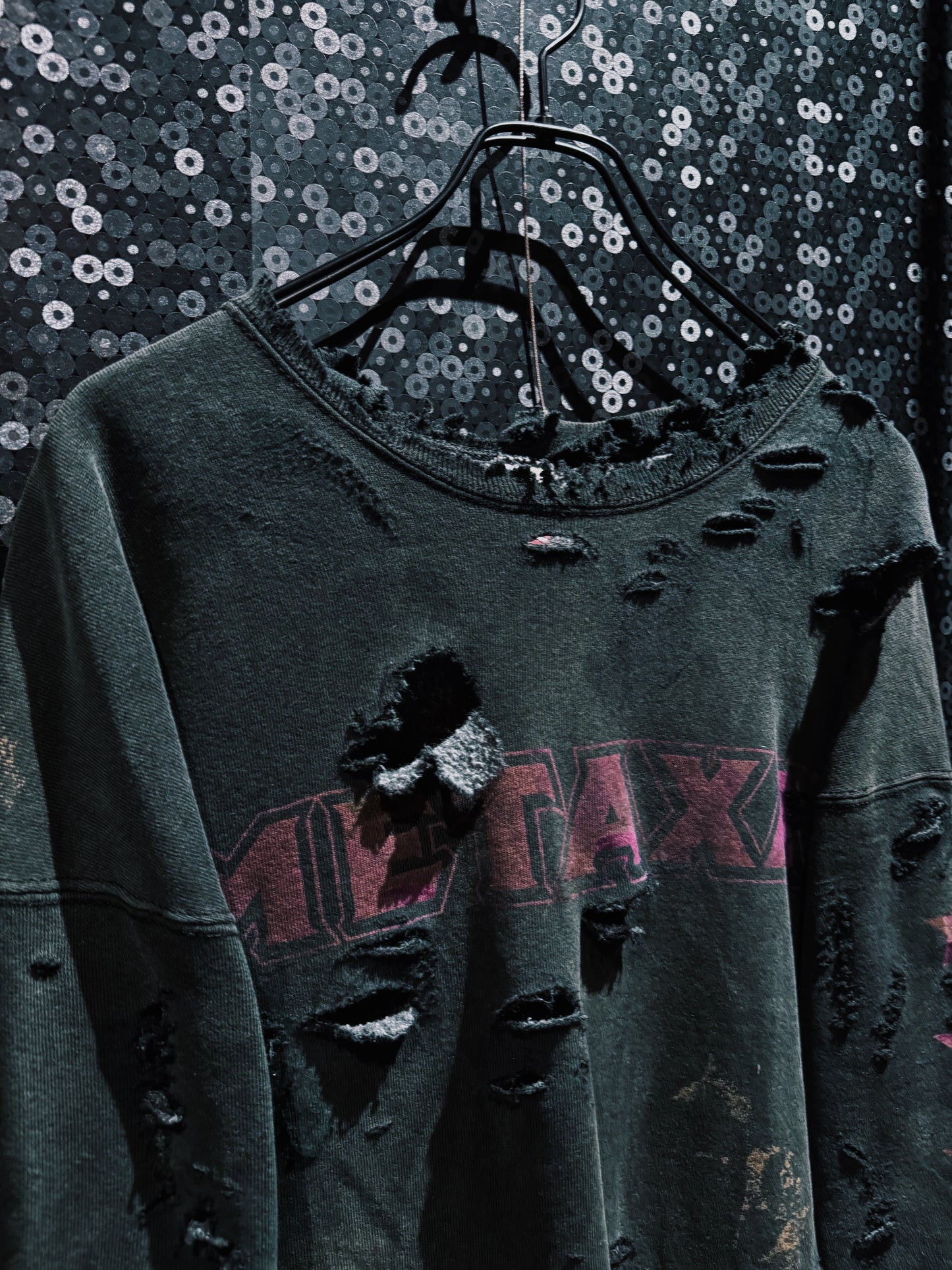 【ÆIEM】original”boro”remake FRUIT OF THE LOOM “METAXA FADED BLACK” Sweat