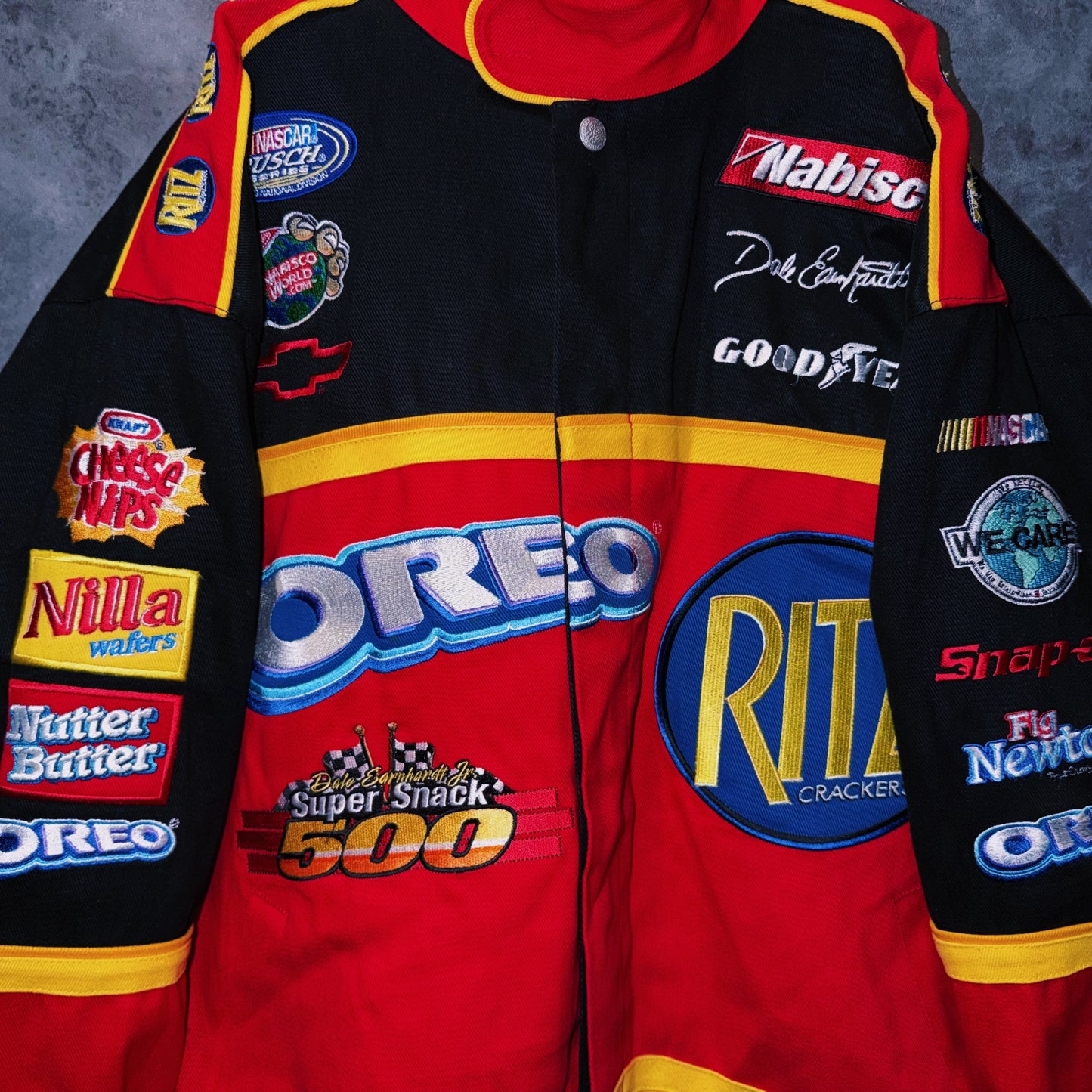 【doppio】vintage”NASCAR”company logo patches design racing jacket