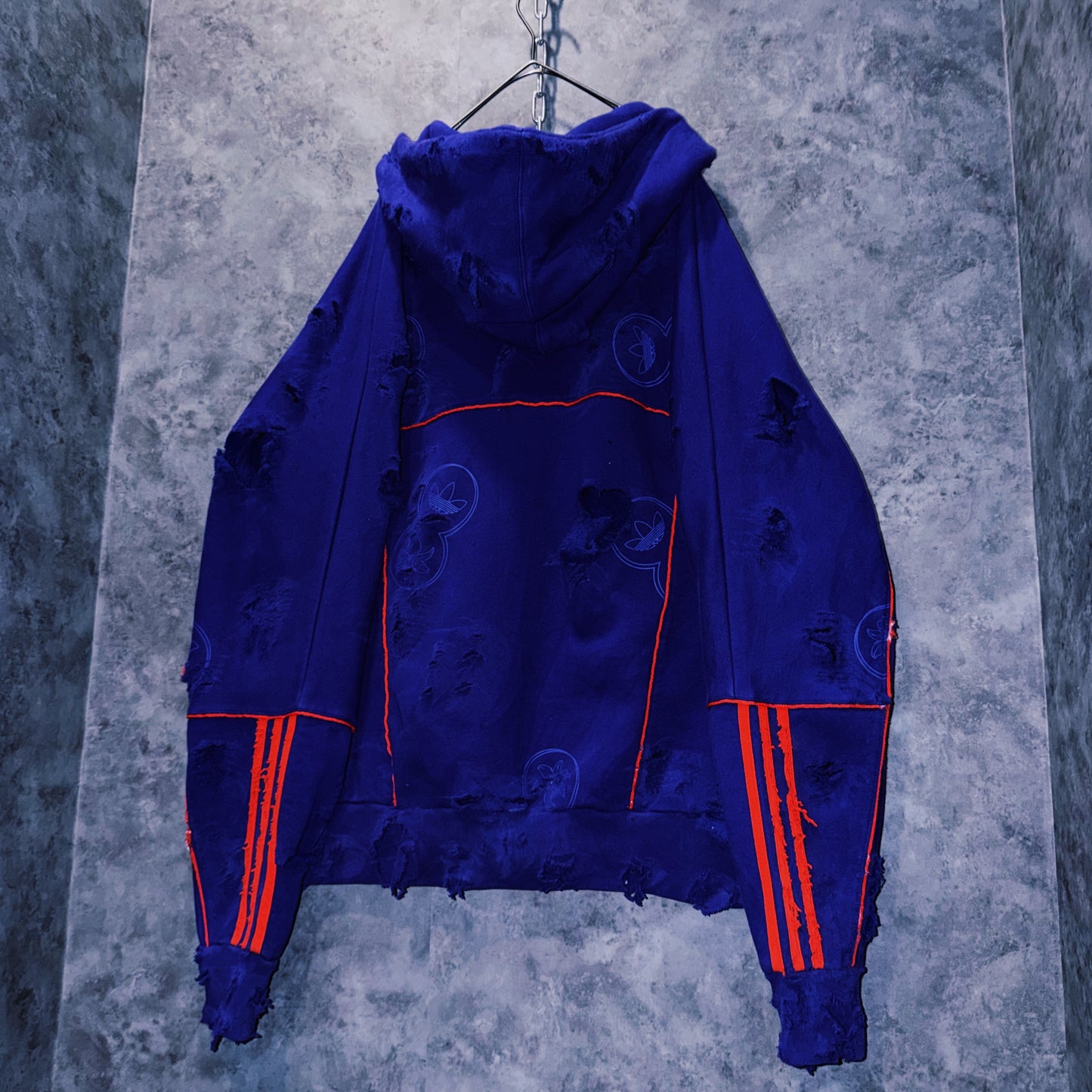 【doppio】vintage “adidas” three stripe design boro custom sweat hoodie