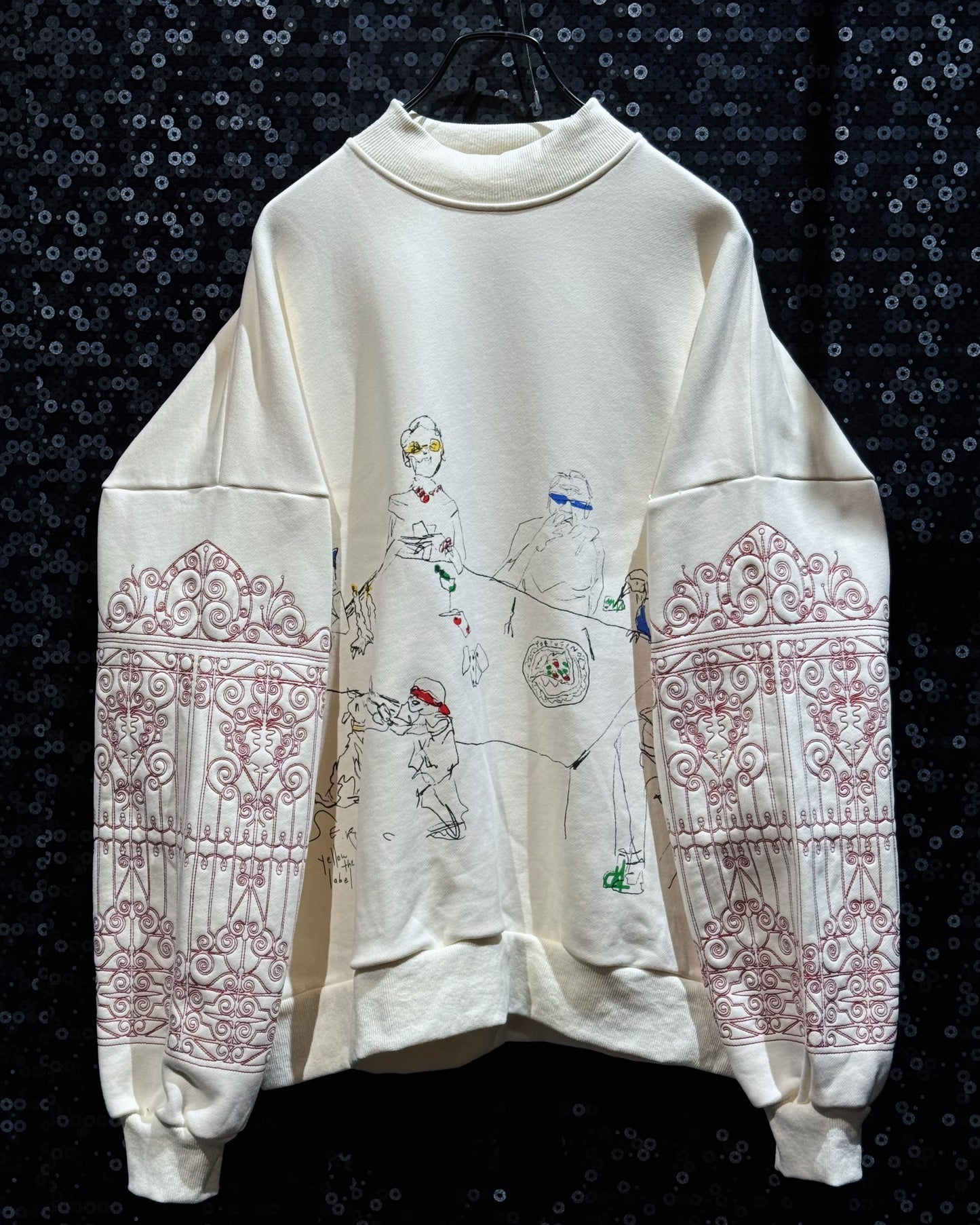 【ÆIEM】Vintage Embroidery Art Mock Neck Sweat