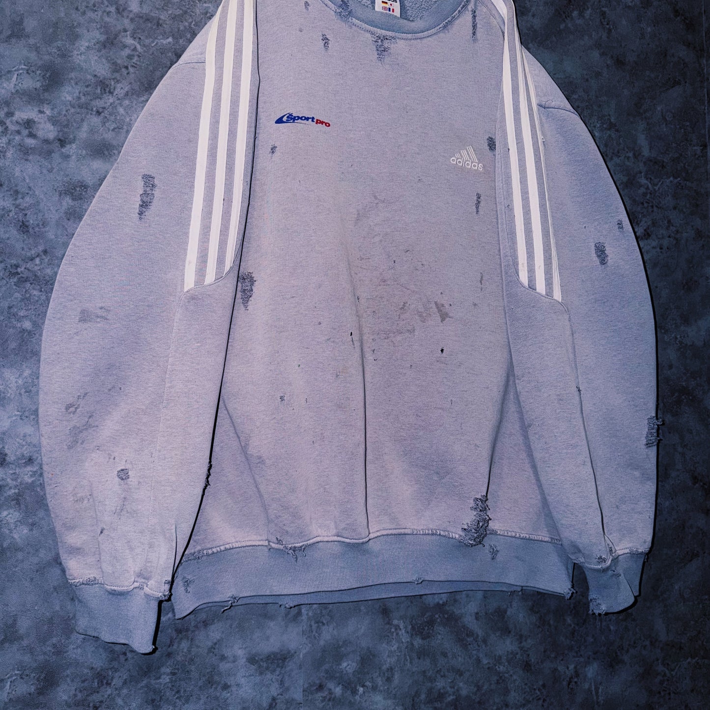 【doppio】vintage “adidas” three stripe design boro custom sweat pullover