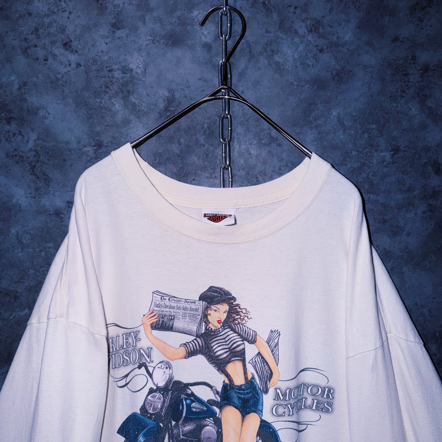 【doppio】vintage “Harley-Davidson” hot girl print design long sleeve T-shirt