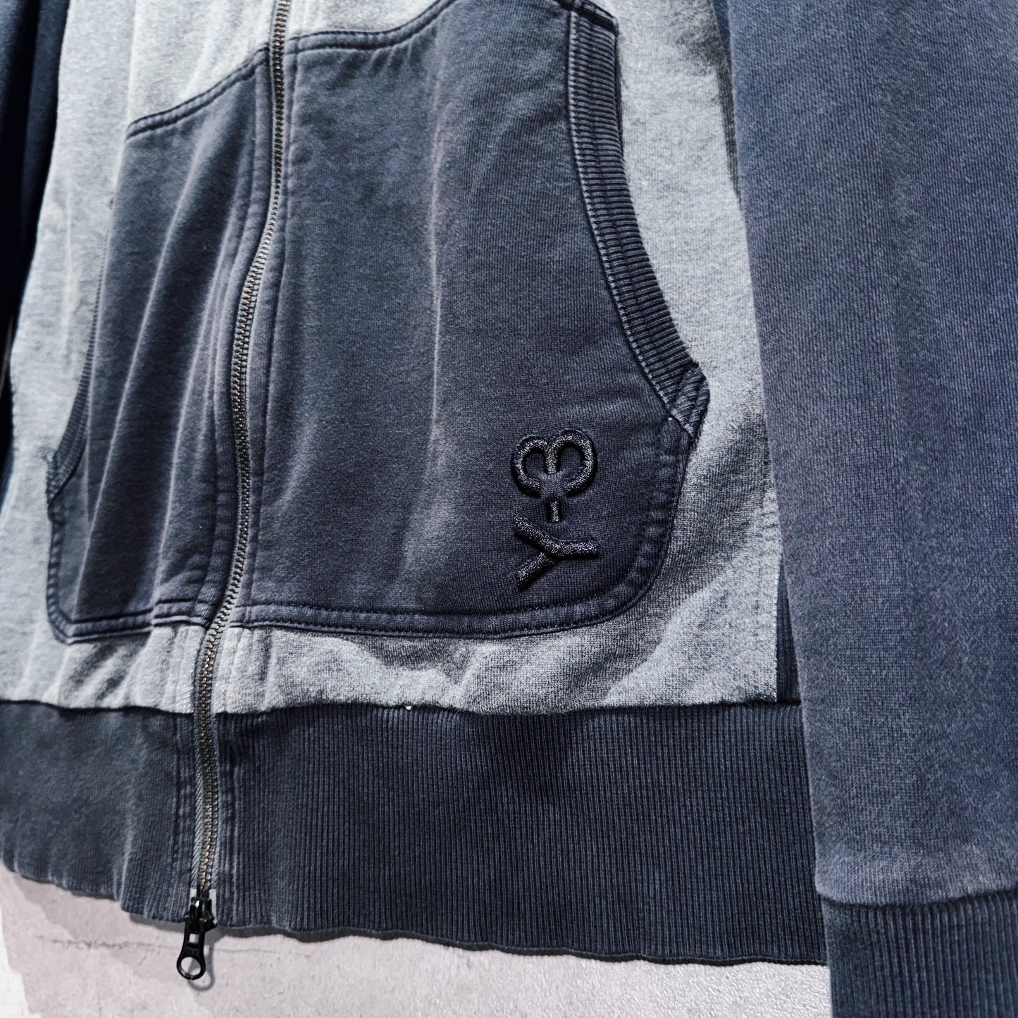 "Y-3"brand logo embroidery design double zip-up hoodie