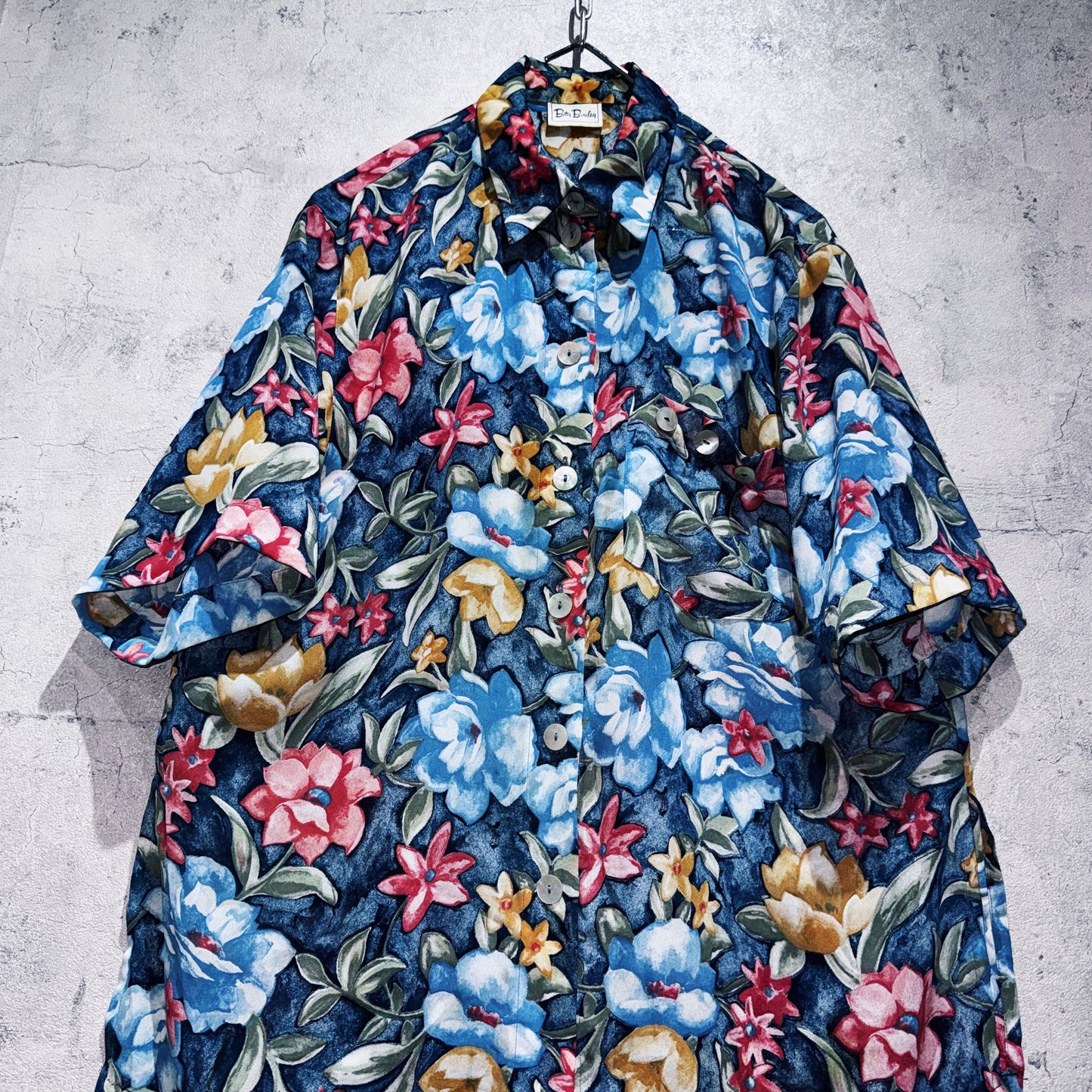vintage Art flower pattern design short sleeve shirt