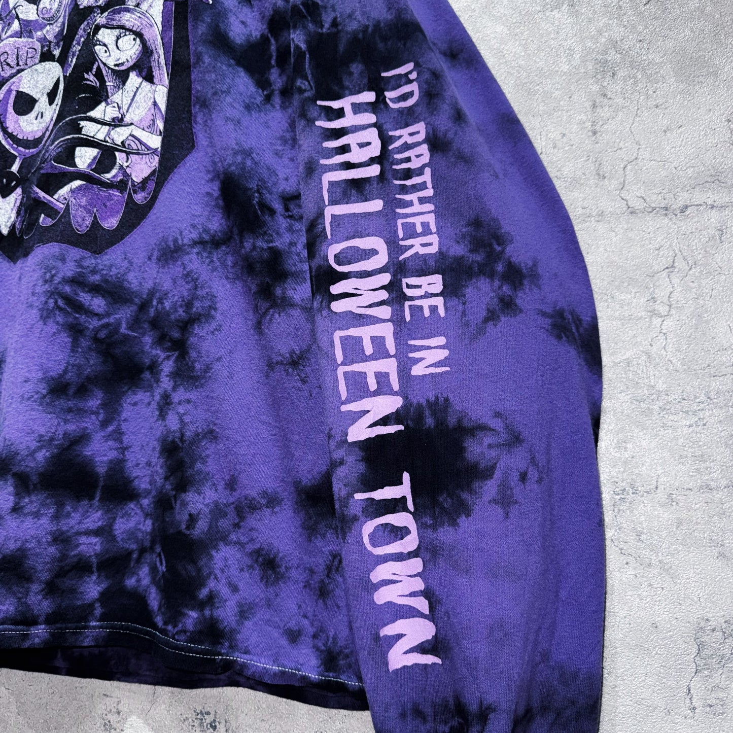 "Nightmare before Christmas"characters graphic design long sleeve Tie-Dye T shirt