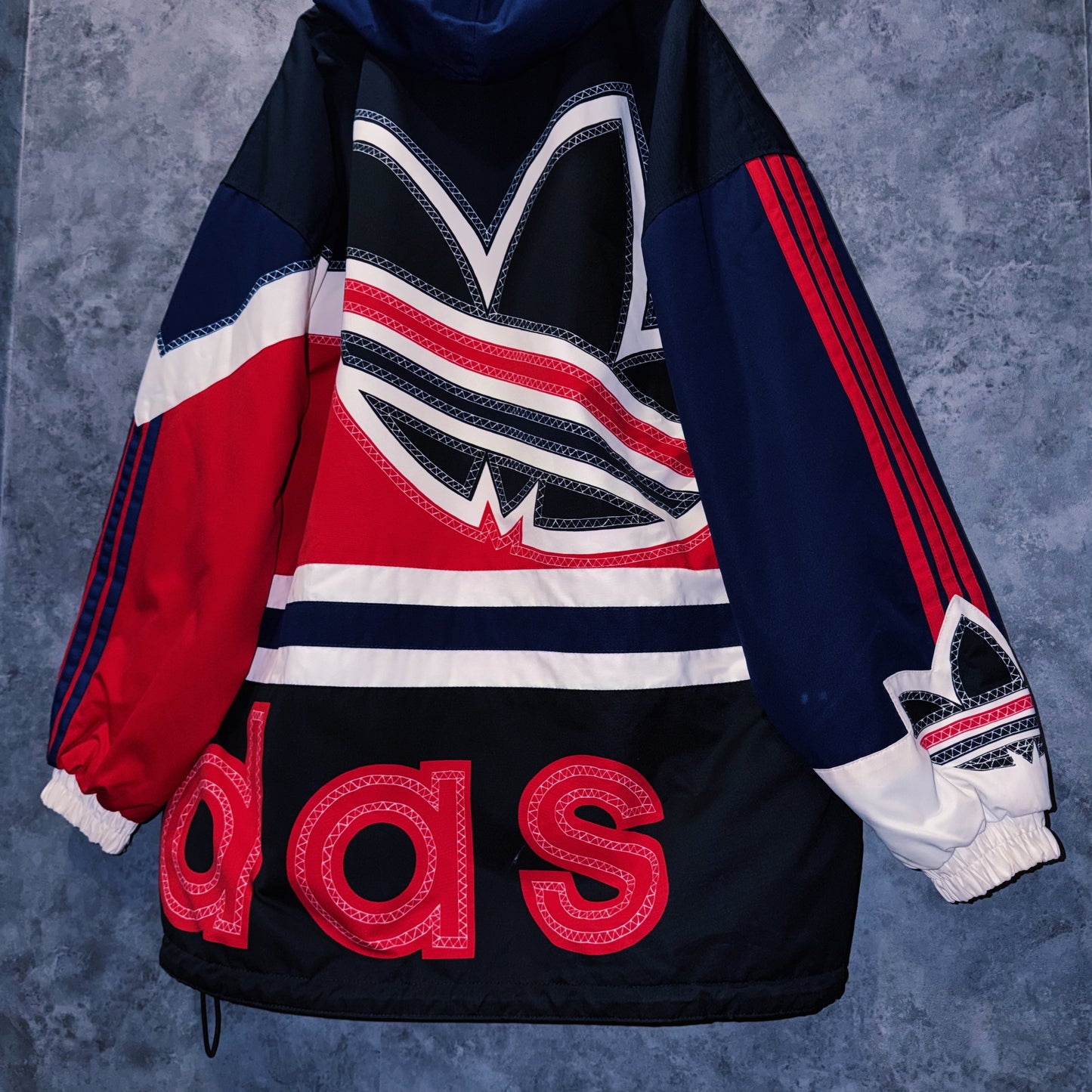 【doppio】90’s vintage “adidas” big logo design Nylon anorak hoodie