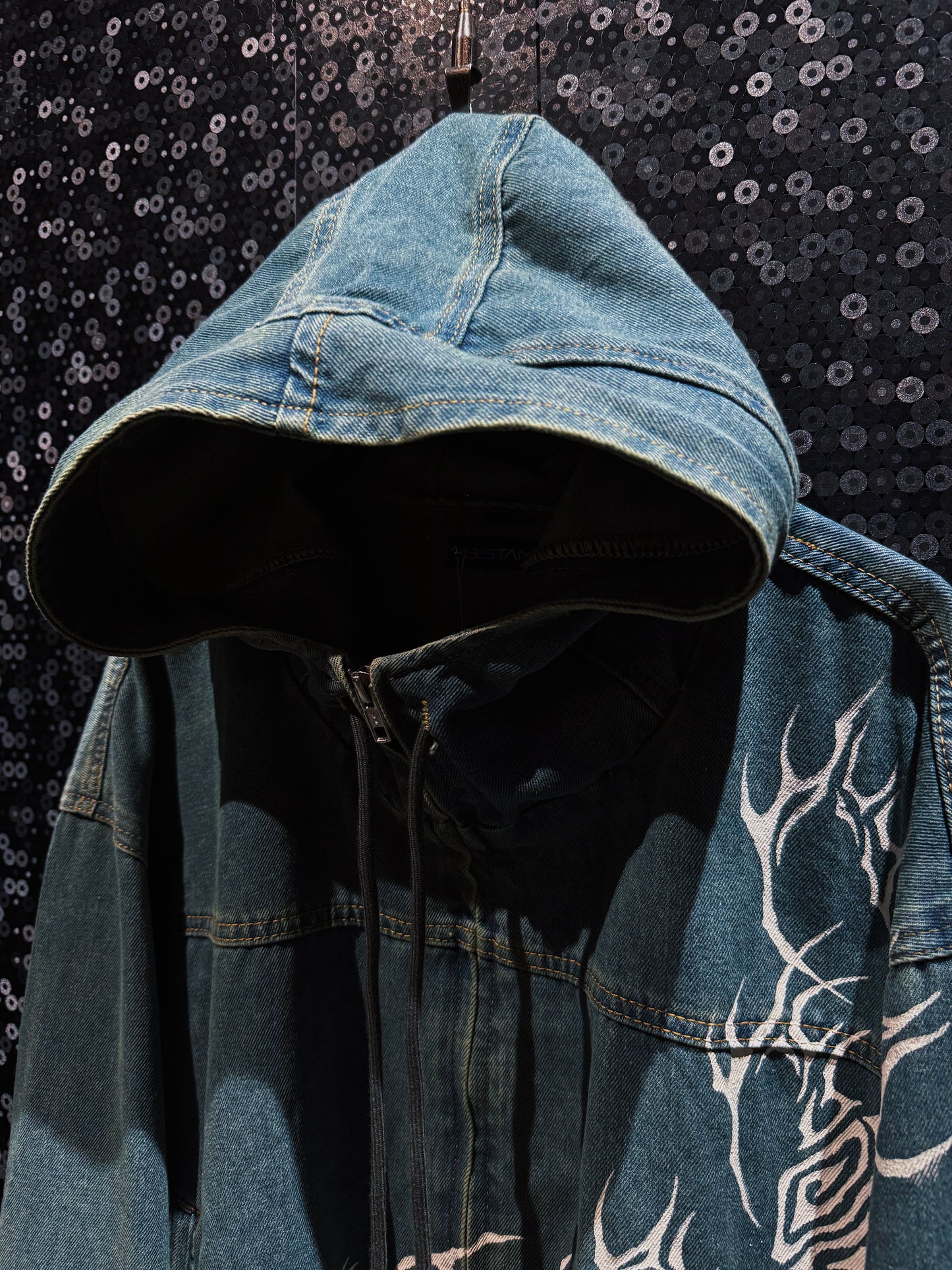 【ÆIEM】“RƎ:STANCE” Hand-Painted Denim Hoodie
