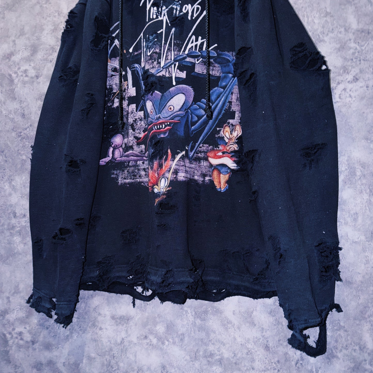 【doppio】vintage “Pink Floyd”The Wall” art design boro custom sweat hoodie