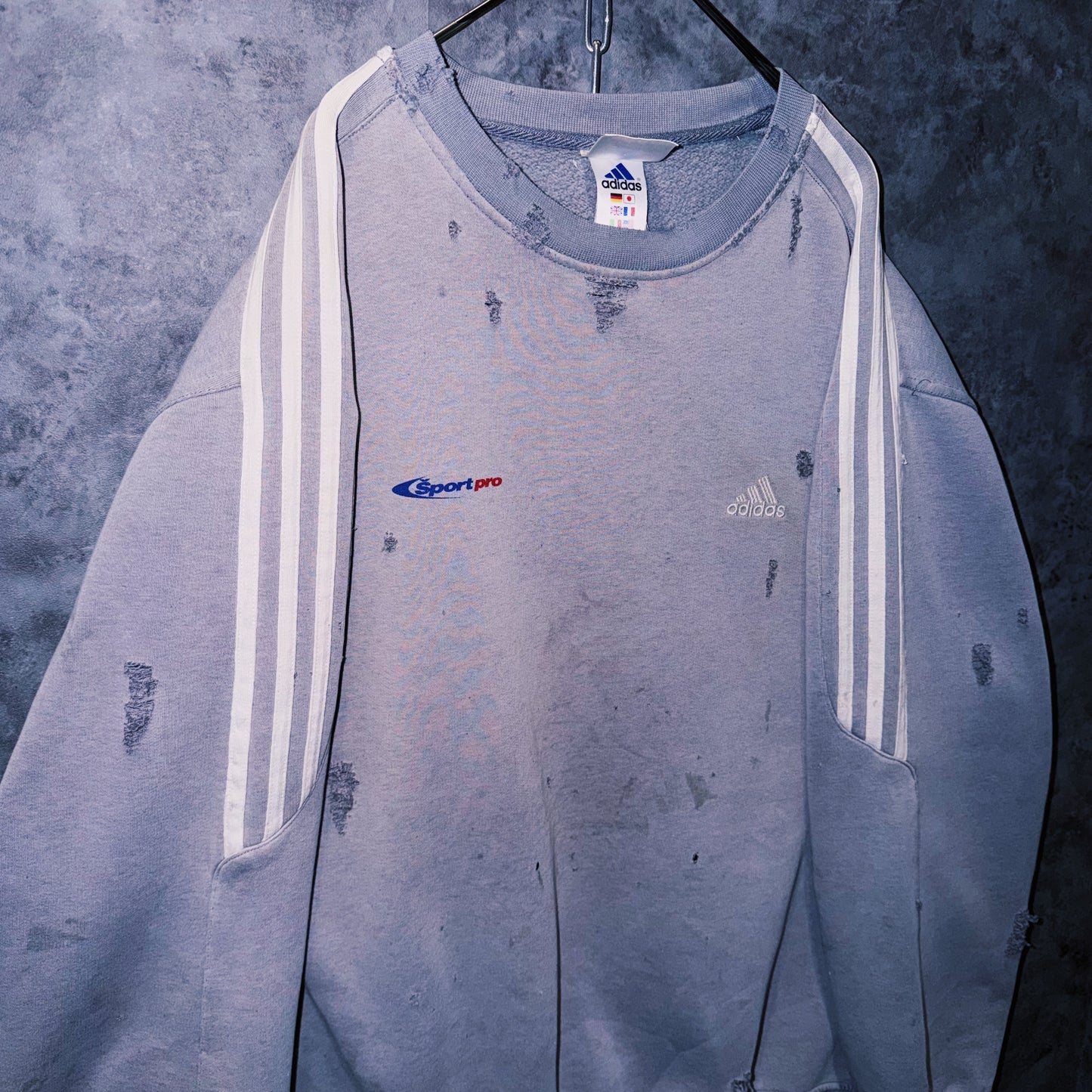 【doppio】vintage “adidas” three stripe design boro custom sweat pullover