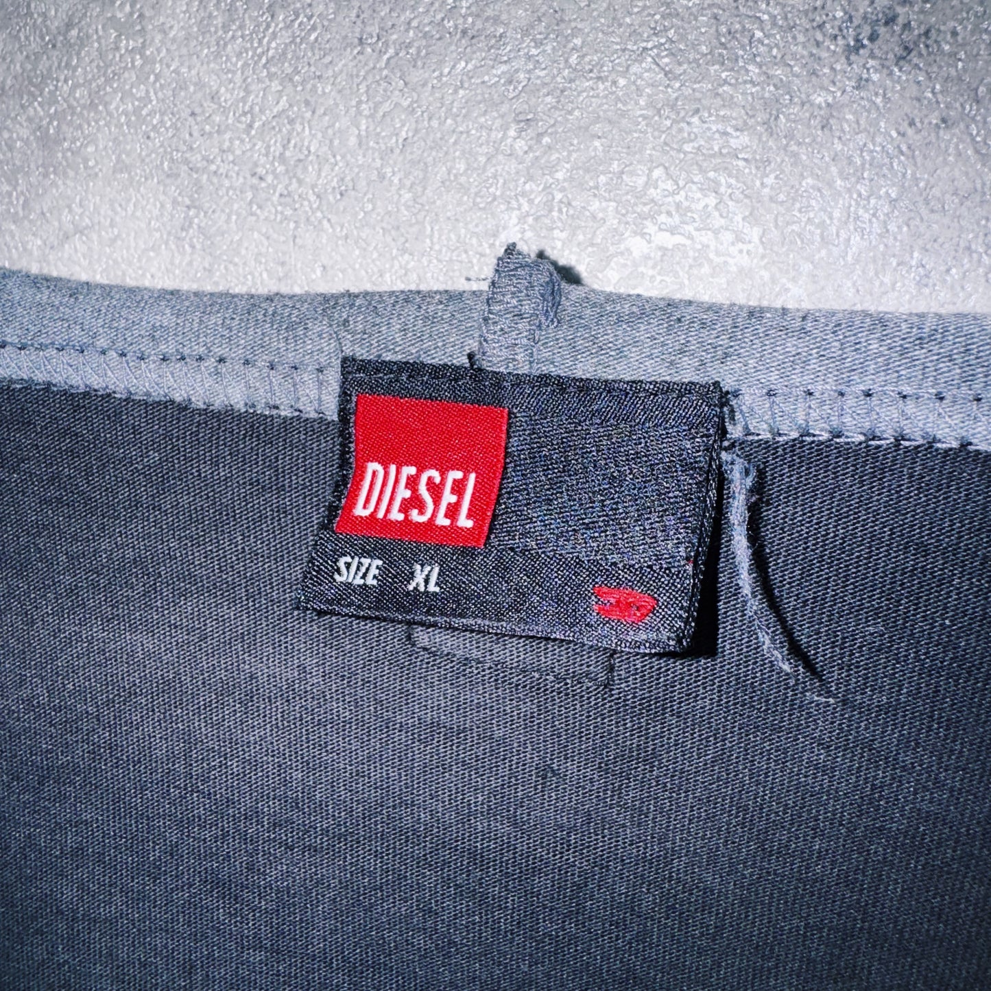 "DIESEL"coating like design box silhouette T shirt